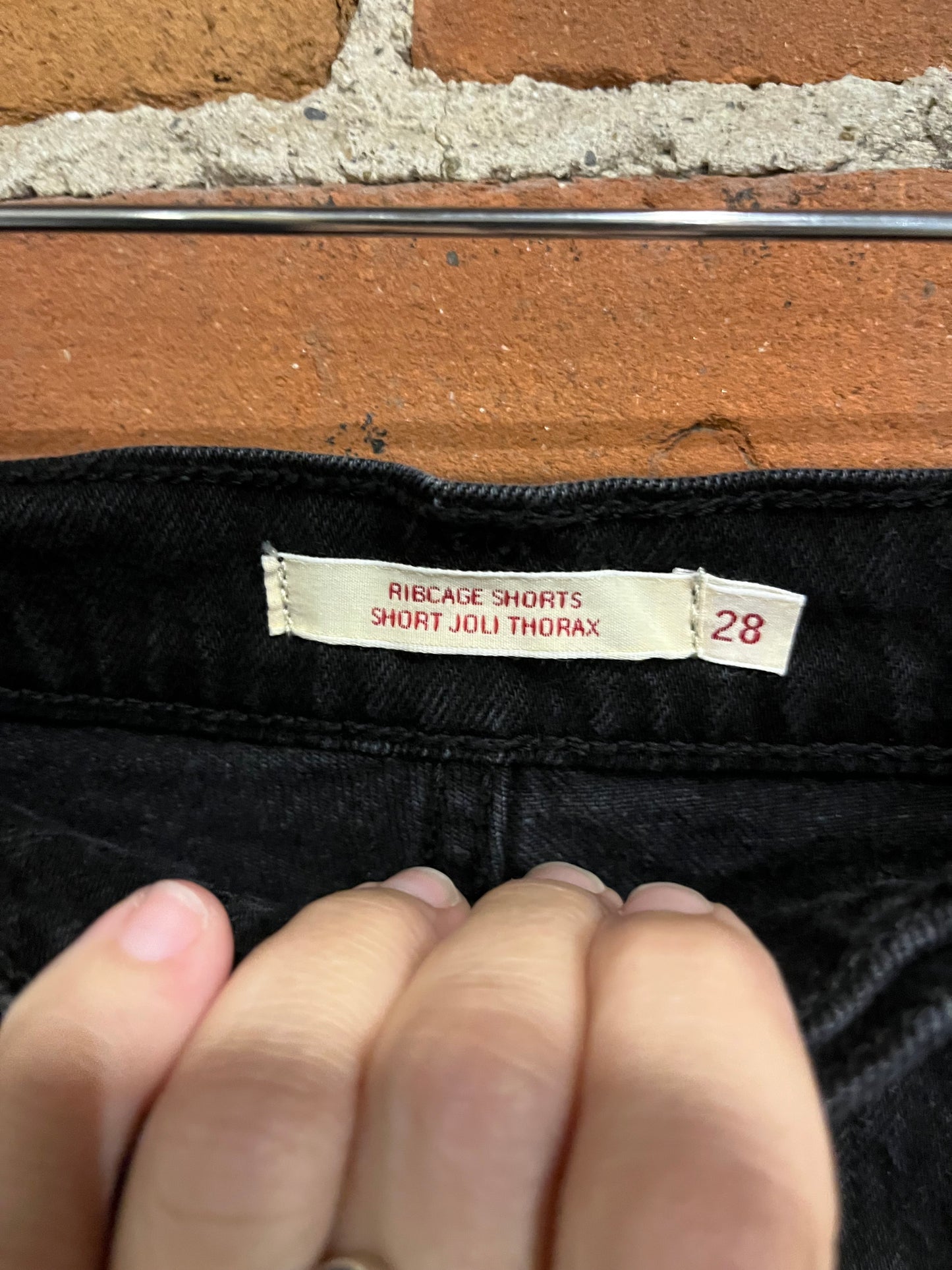 Levi's Black Buttonfly Ribcage Cut Off Shorts