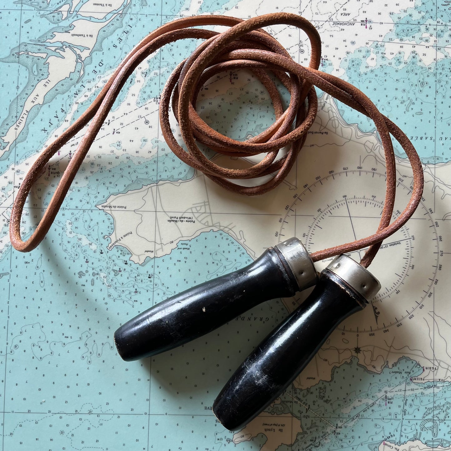 Vintage Weiider Leather Jump Rope with Wood Handles