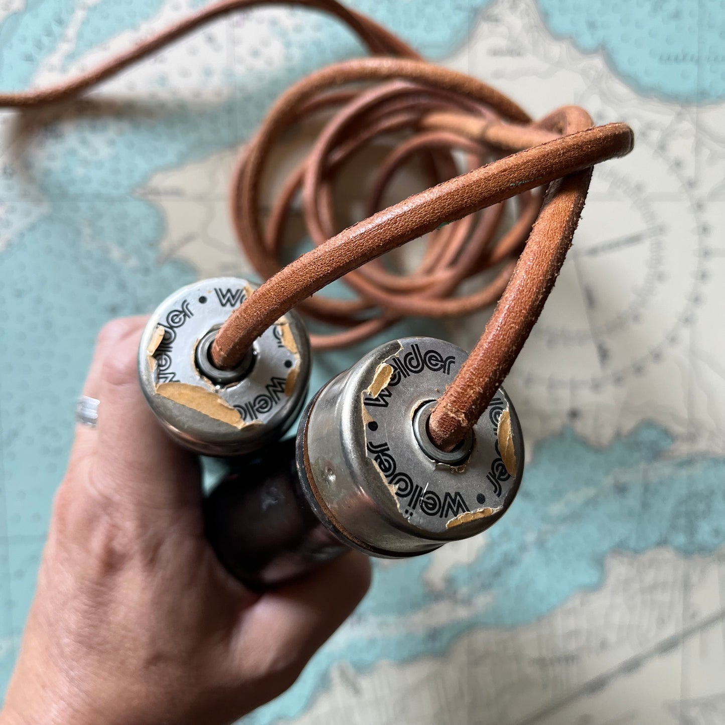 Vintage Weiider Leather Jump Rope with Wood Handles