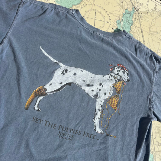 Vintage Sea Dog Set Those Puppies Free Distressed Graphic Tee