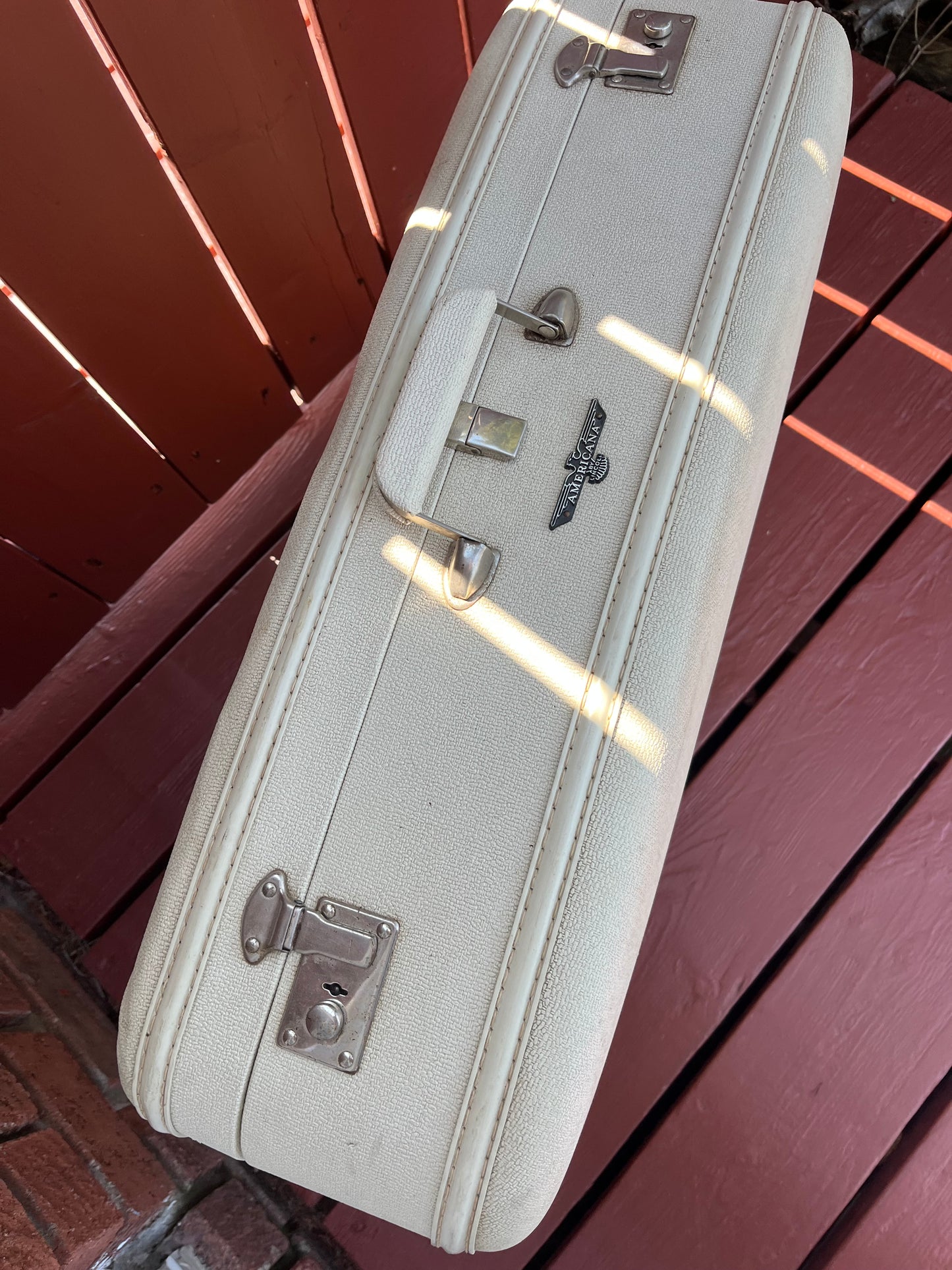 Vintage Cream Americana Suitcase