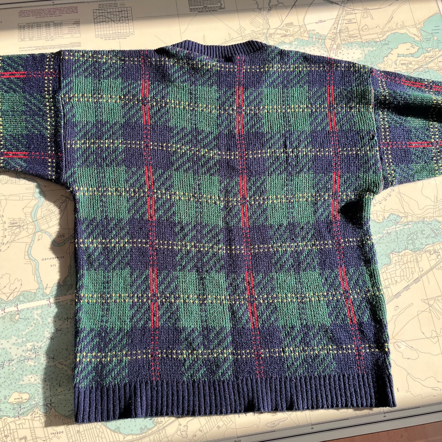 Vintage Scottie Dog Plaid Knit Sweater S