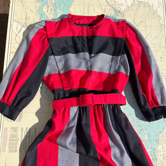 Vintage C. J. Sophisticate Striped Dress with Belt