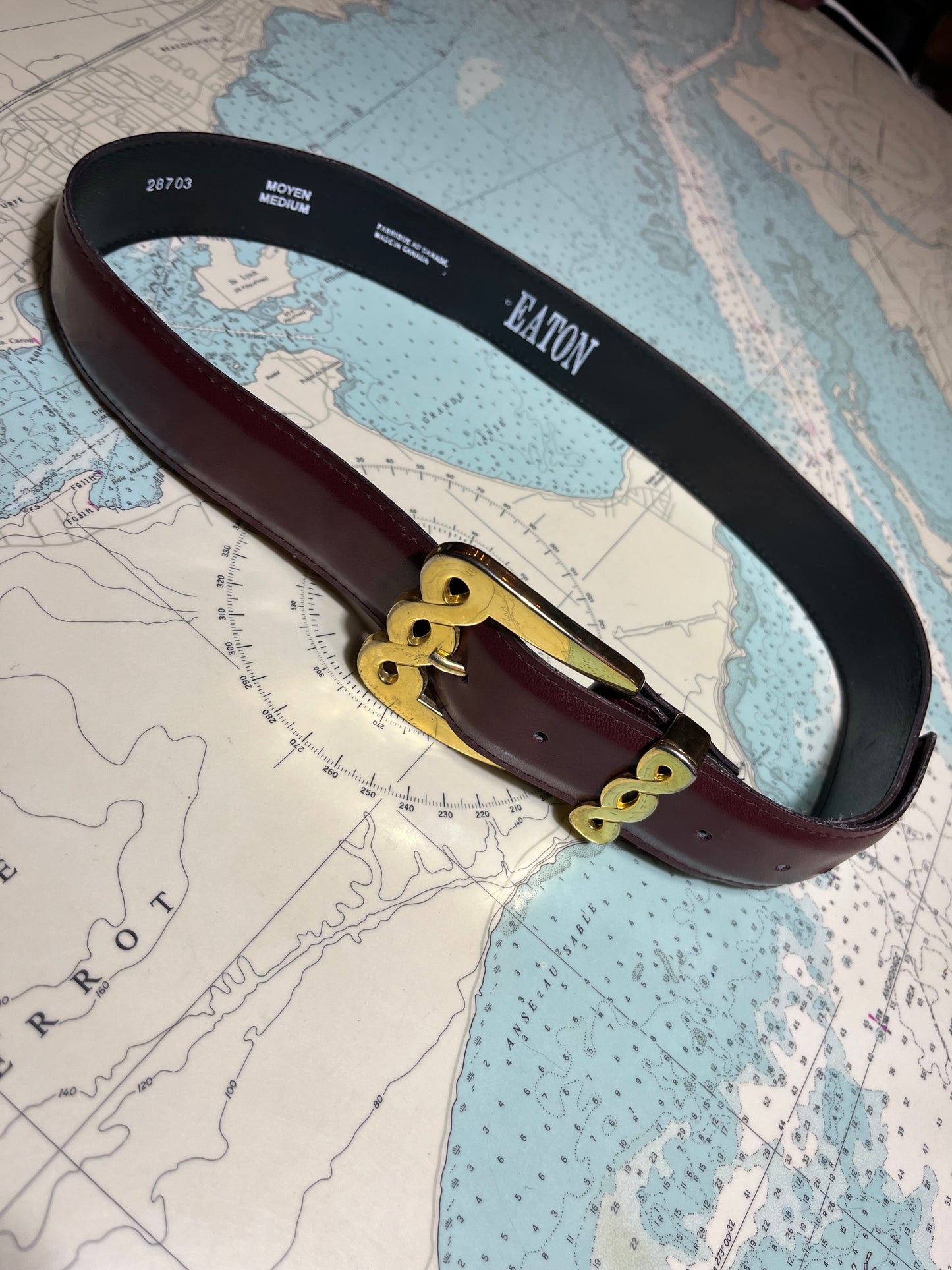 Vintage Eaton Gold and Burgundy Belt