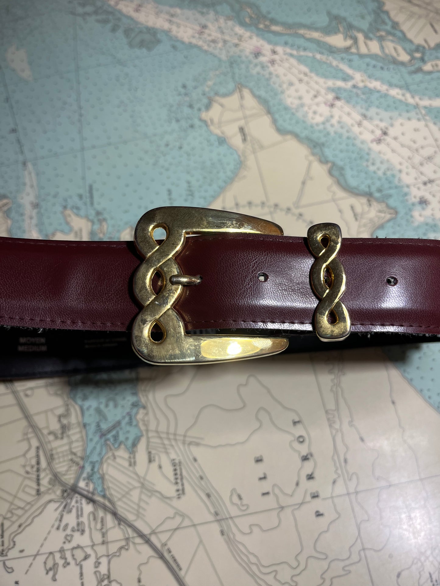 Vintage Eaton Gold and Burgundy Belt