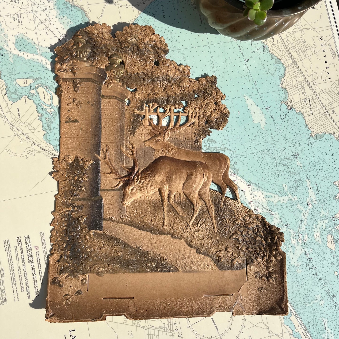 Vintage 3D Cellulose Relief Deer Display Piece