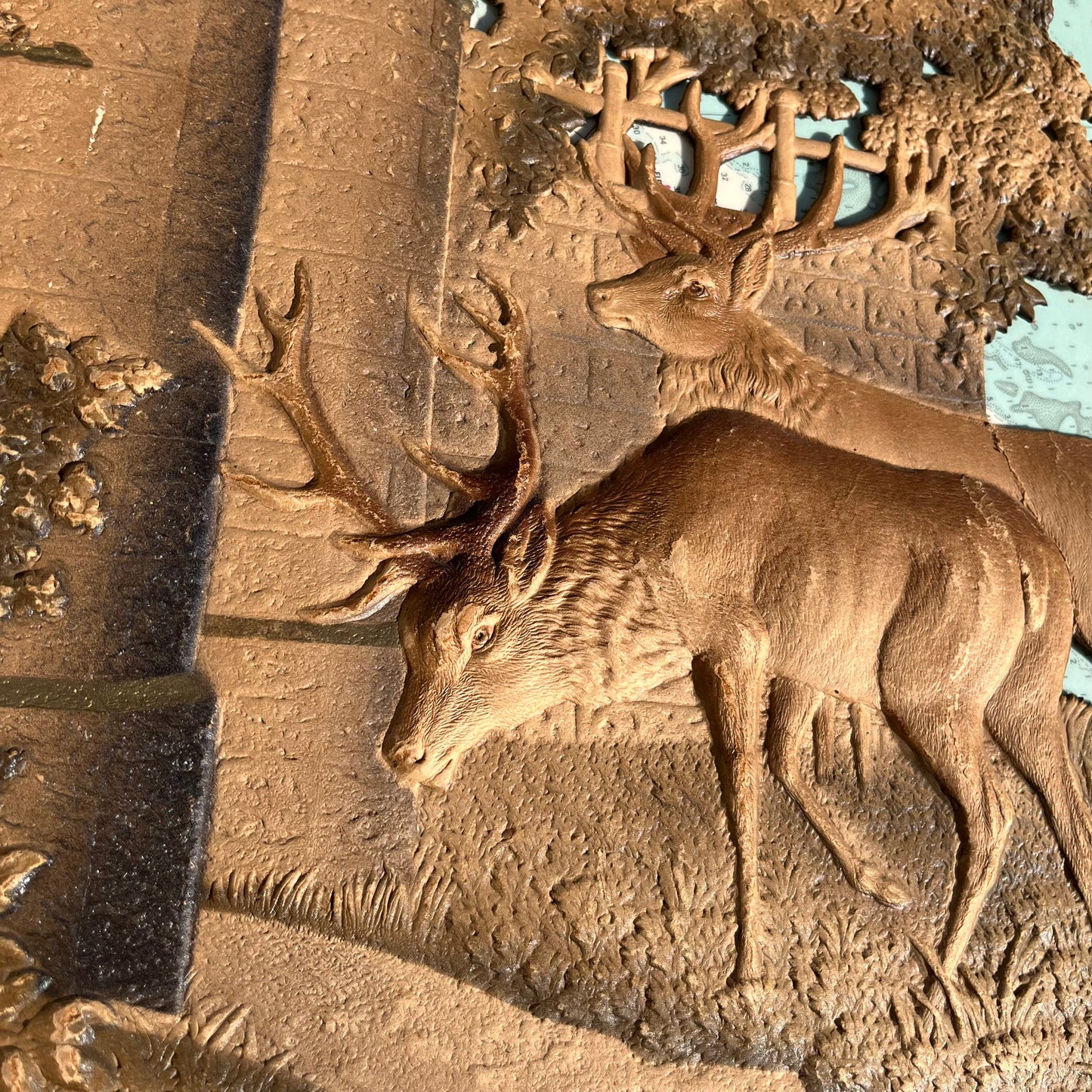 Vintage 3D Cellulose Relief Deer Display Piece