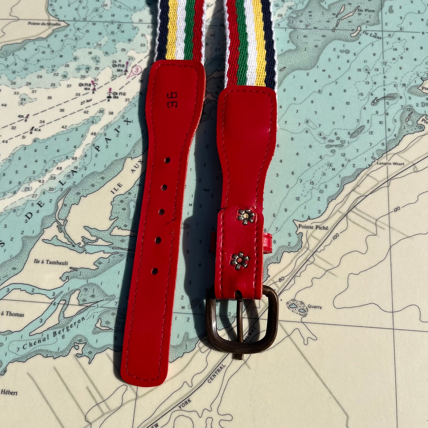 Vintage 80s Multi-Coloured Striped Belt