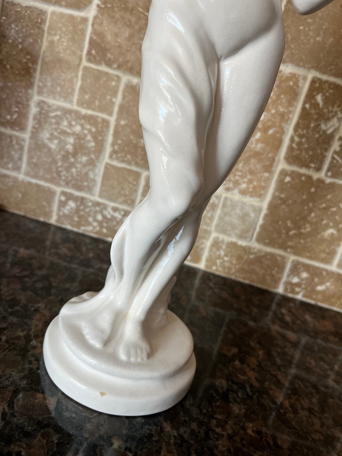 Vintage White Ceramic Goddess Water Bearer Statuette