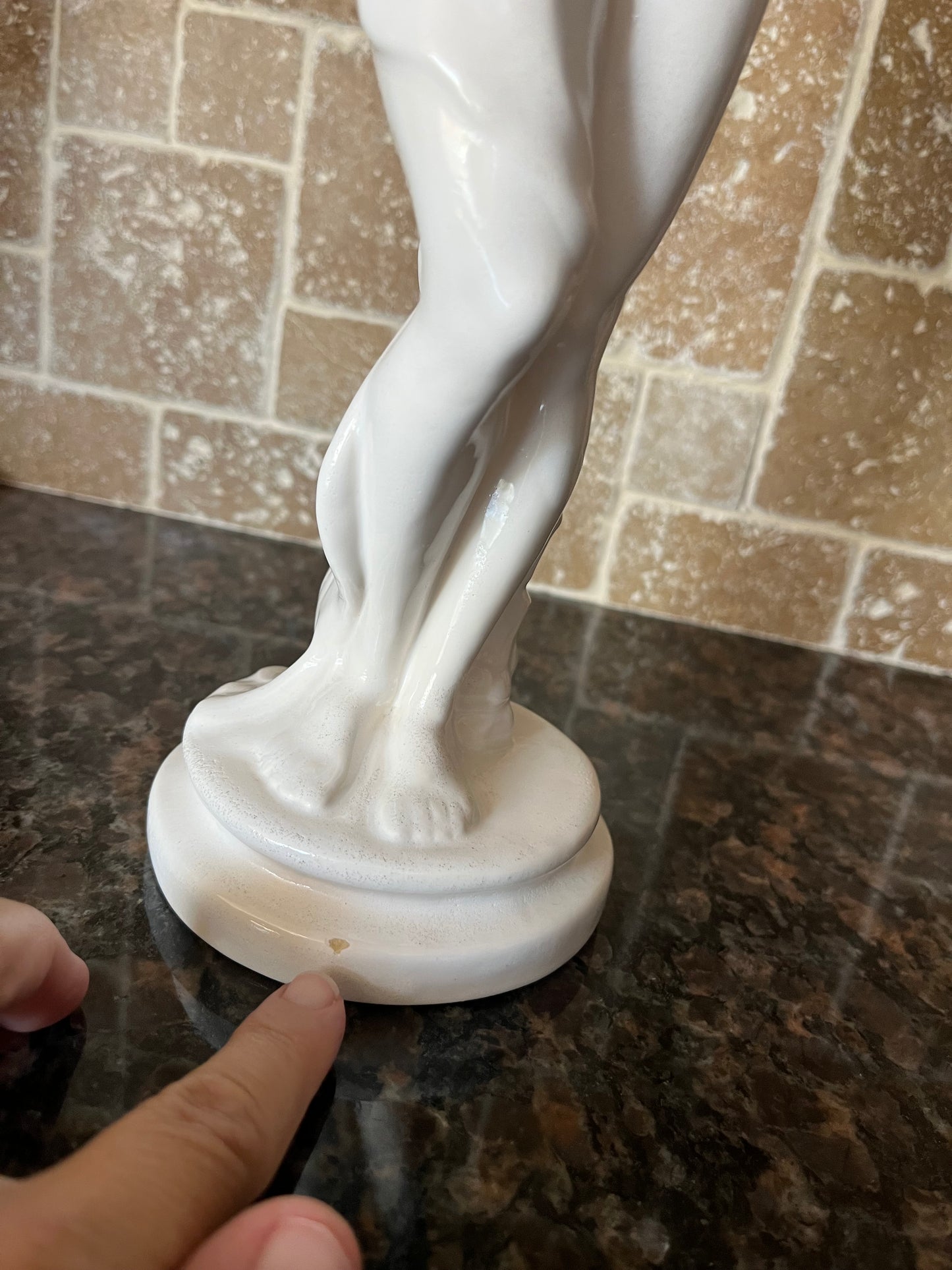 Vintage White Ceramic Goddess Water Bearer Statuette