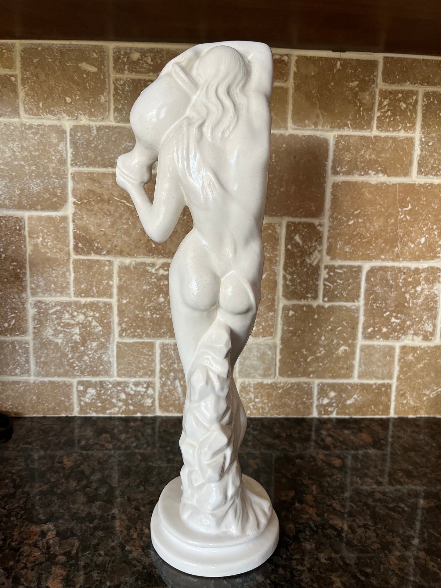 Vintage White Ceramic Goddess Water Bearer Statuette