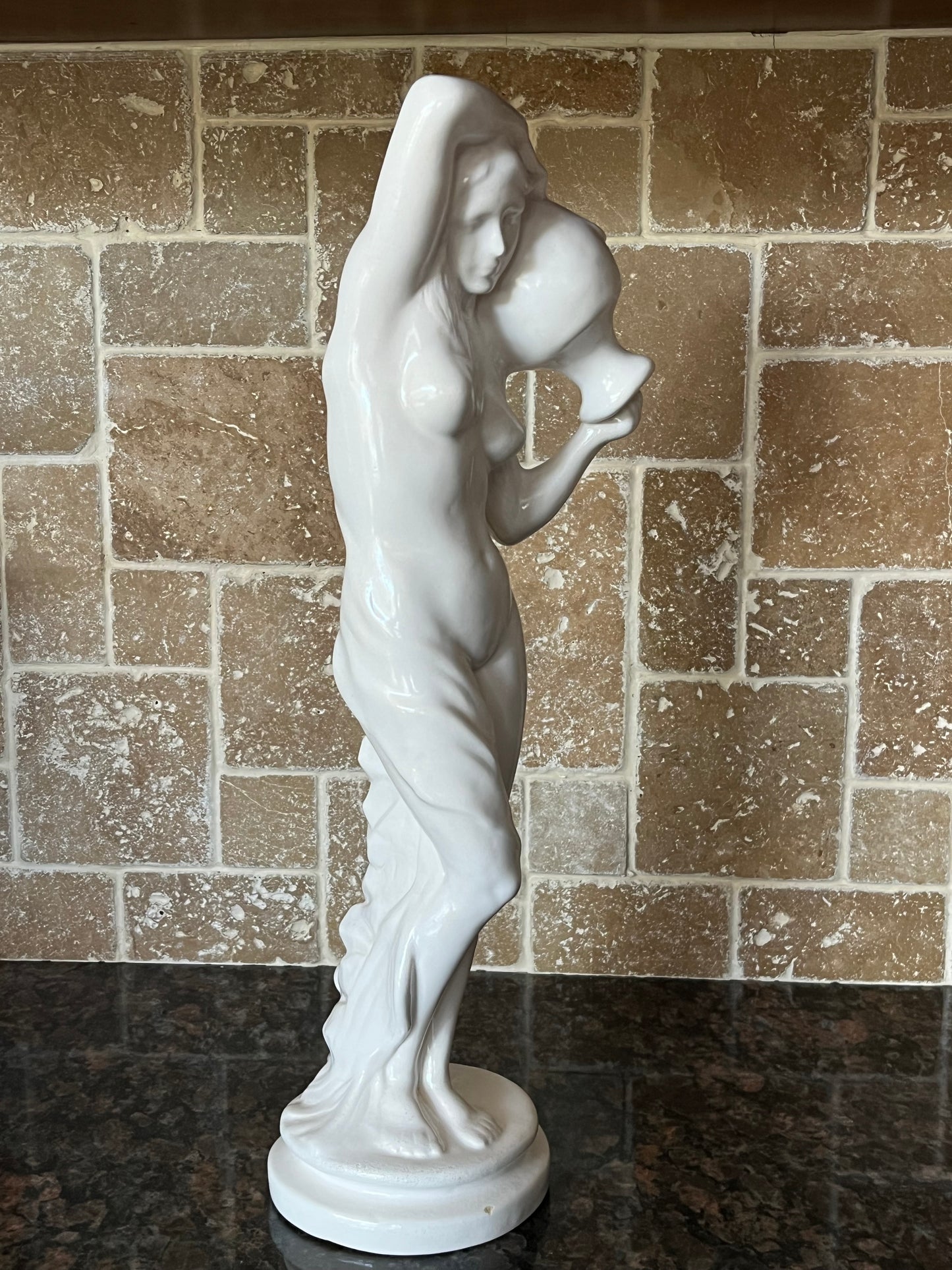 Vintage White Ceramic Goddess Water Bearer Statuette