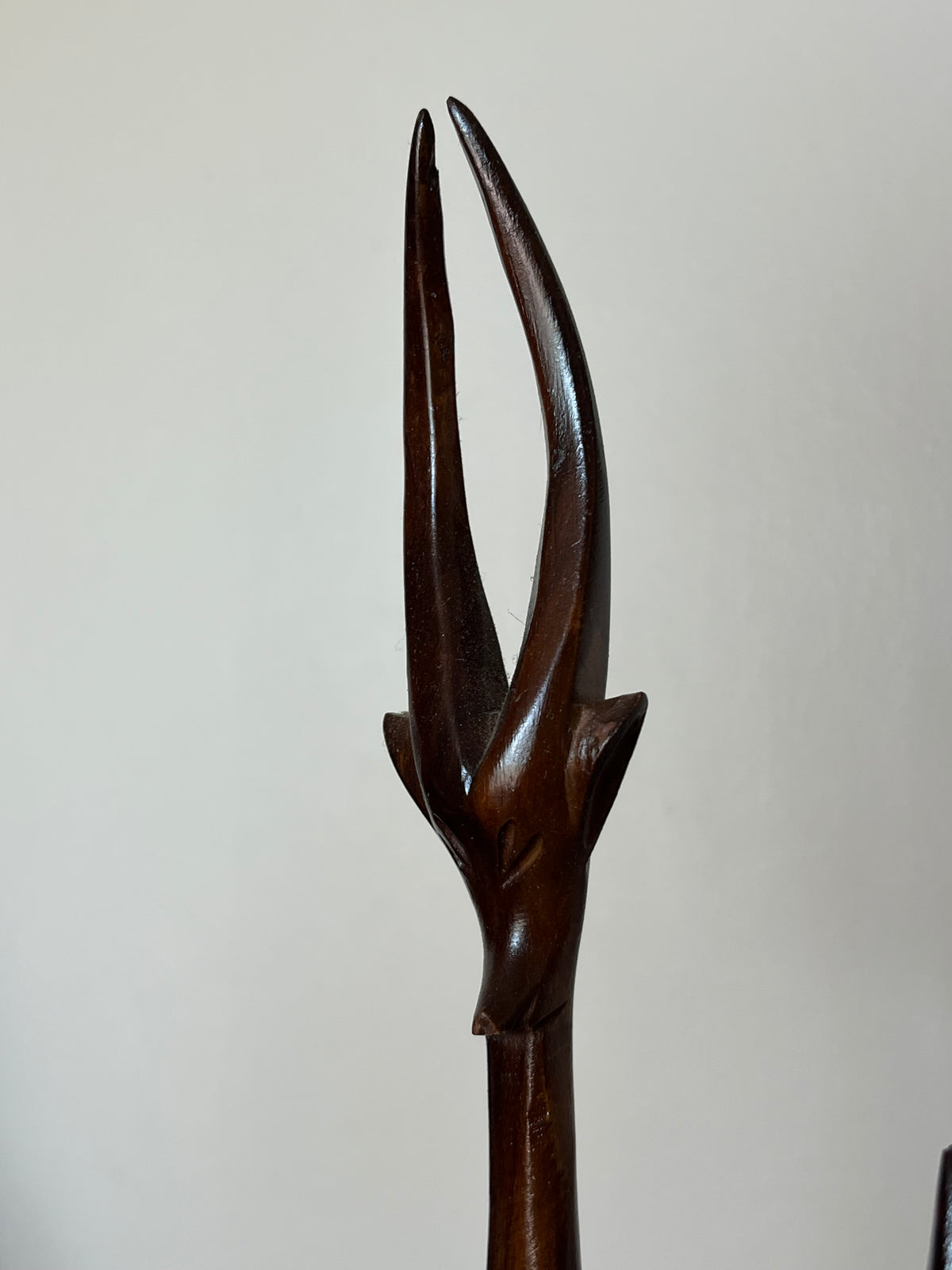 Vintage 60s Teak Wood Gazelle Parent and Child Carved Sculpture