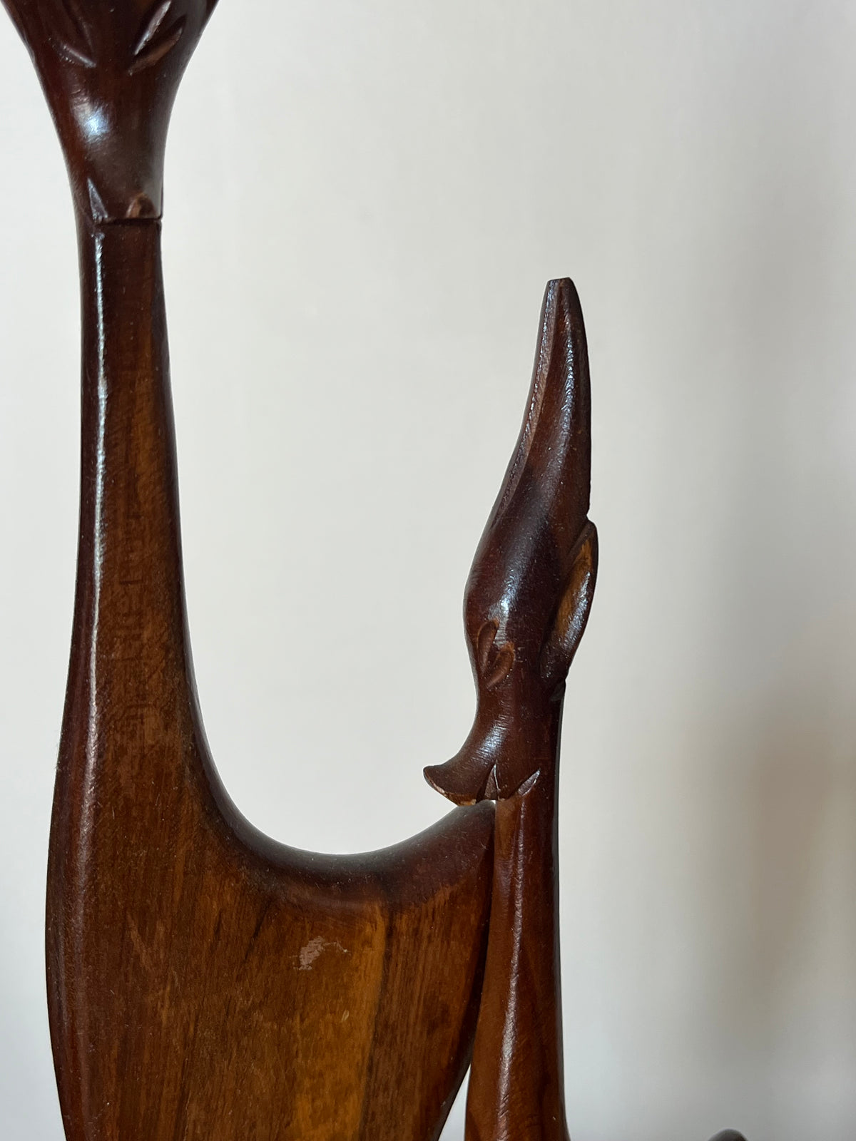Vintage 60s Teak Wood Gazelle Parent and Child Carved Sculpture