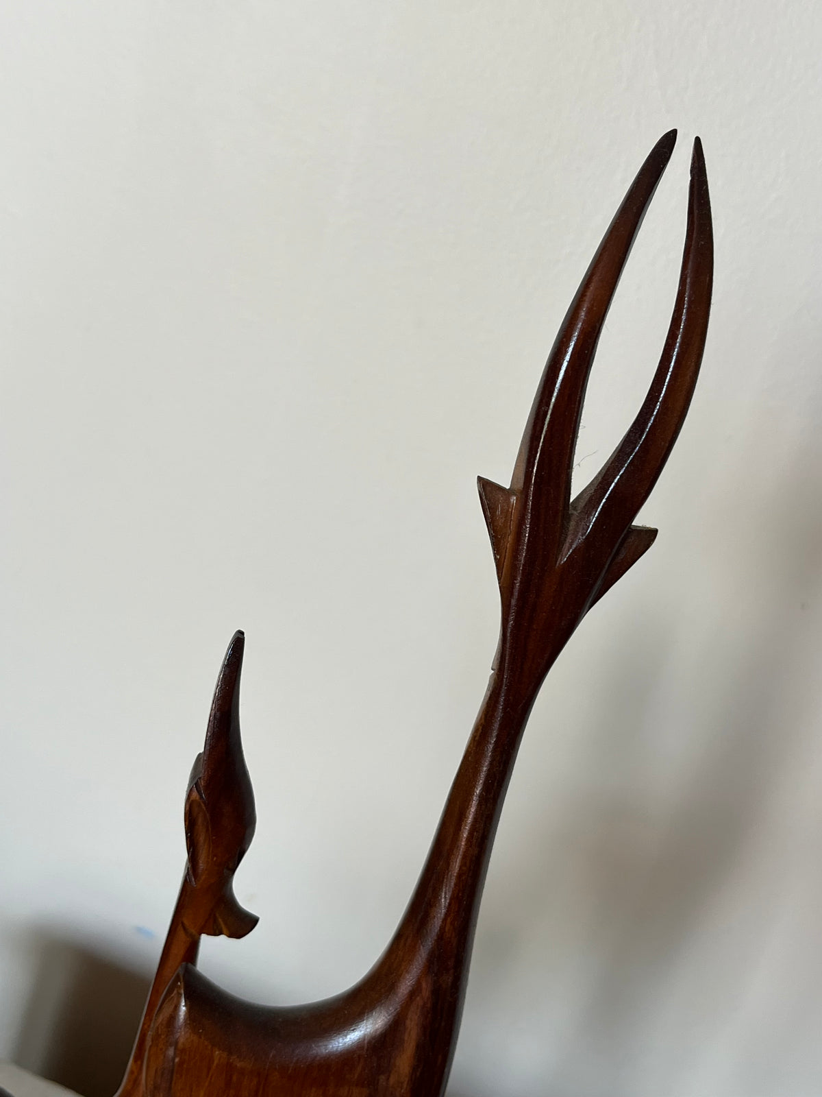 Vintage 60s Teak Wood Gazelle Parent and Child Carved Sculpture