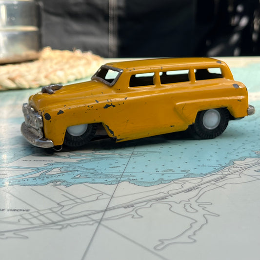 Vintage 50s Tin Yellow Oldsmobile Station Wagon Toy Car