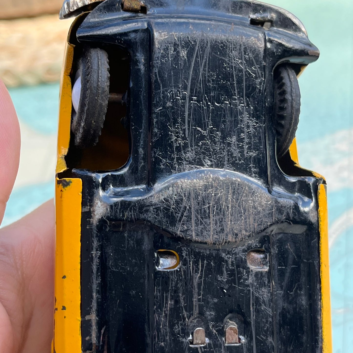 Vintage 50s Tin Yellow Oldsmobile Station Wagon Toy Car