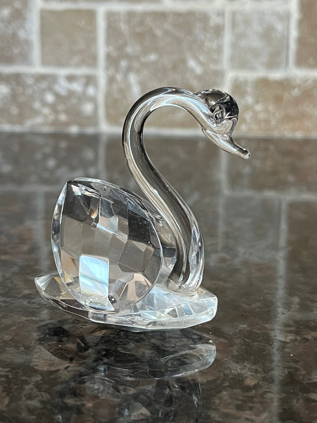 Vintage Optical Crystal Prism Lake Swan Figurine