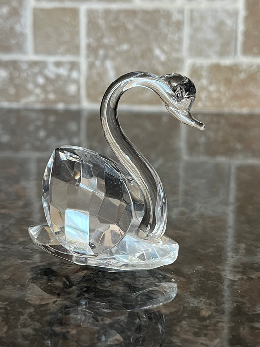 Vintage Optical Crystal Prism Lake Swan Figurine