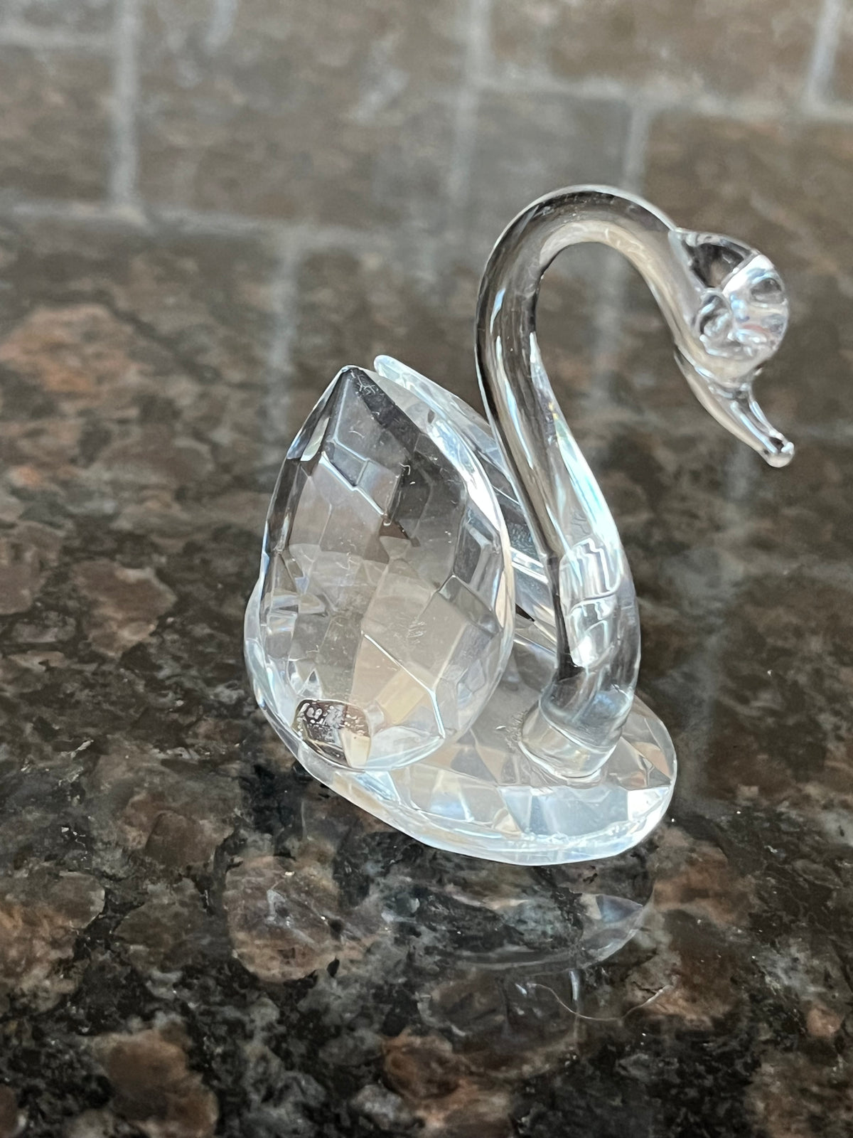 Vintage Optical Crystal Prism Lake Swan Figurine