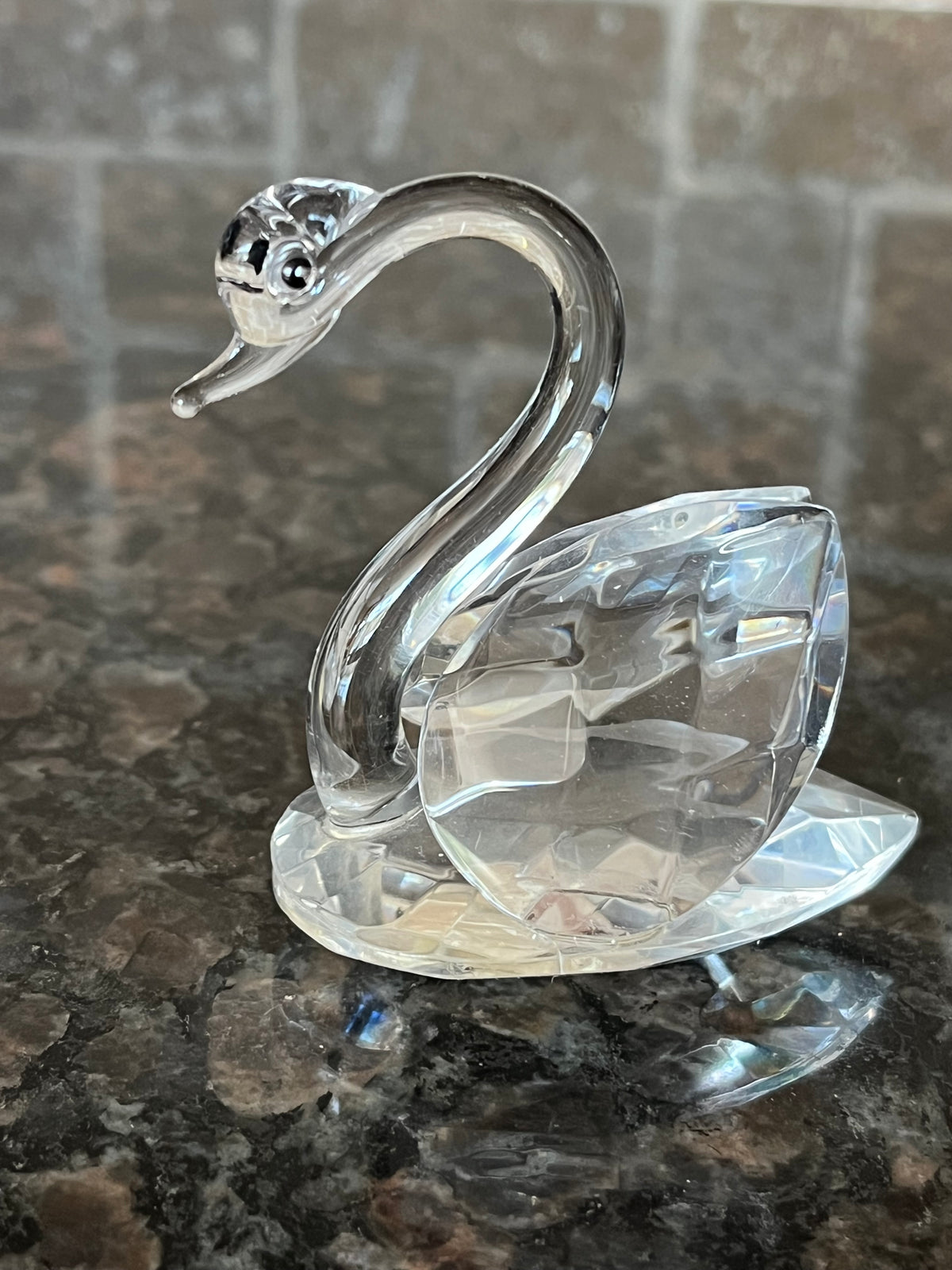 Vintage Optical Crystal Prism Lake Swan Figurine