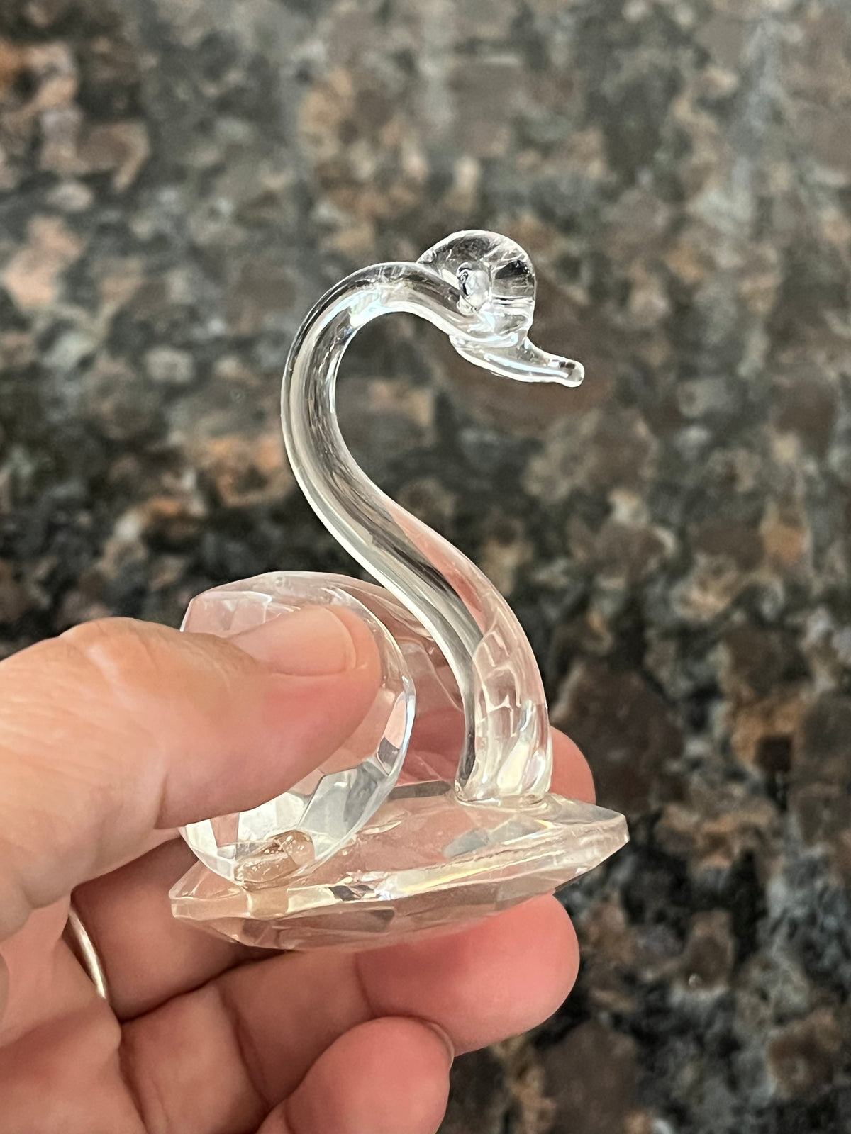 Vintage Optical Crystal Prism Lake Swan Figurine