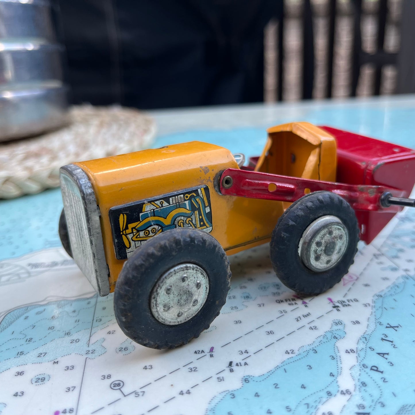 Vintage Linemar Hi-Lift Loader Tin Car / Vehicle Made in Japan