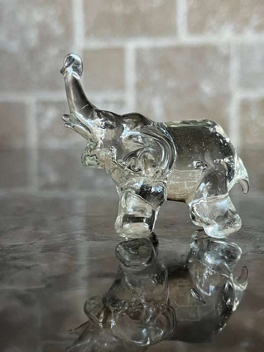 Vintage Miniature Clear Glass Elephant Figurine