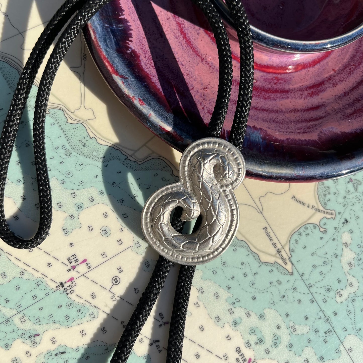 Vintage Pewter 'S' Snake Bolo Tie