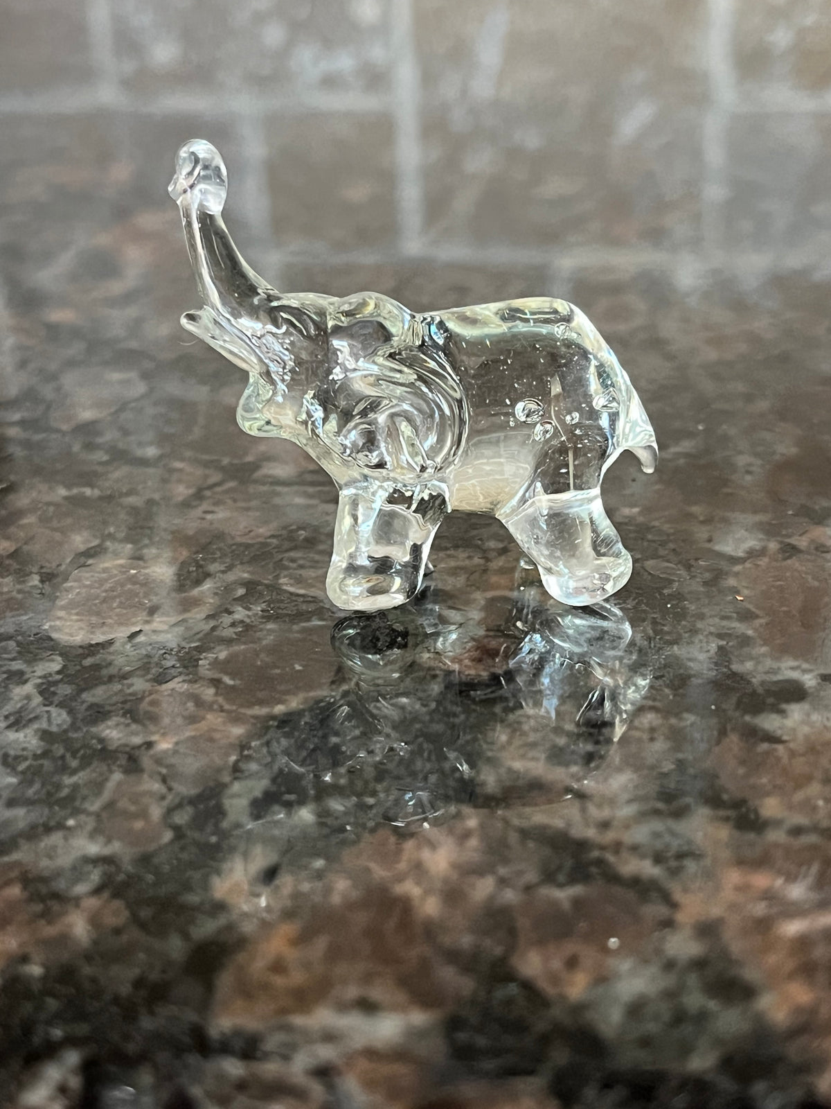 Vintage Miniature Clear Glass Elephant Figurine