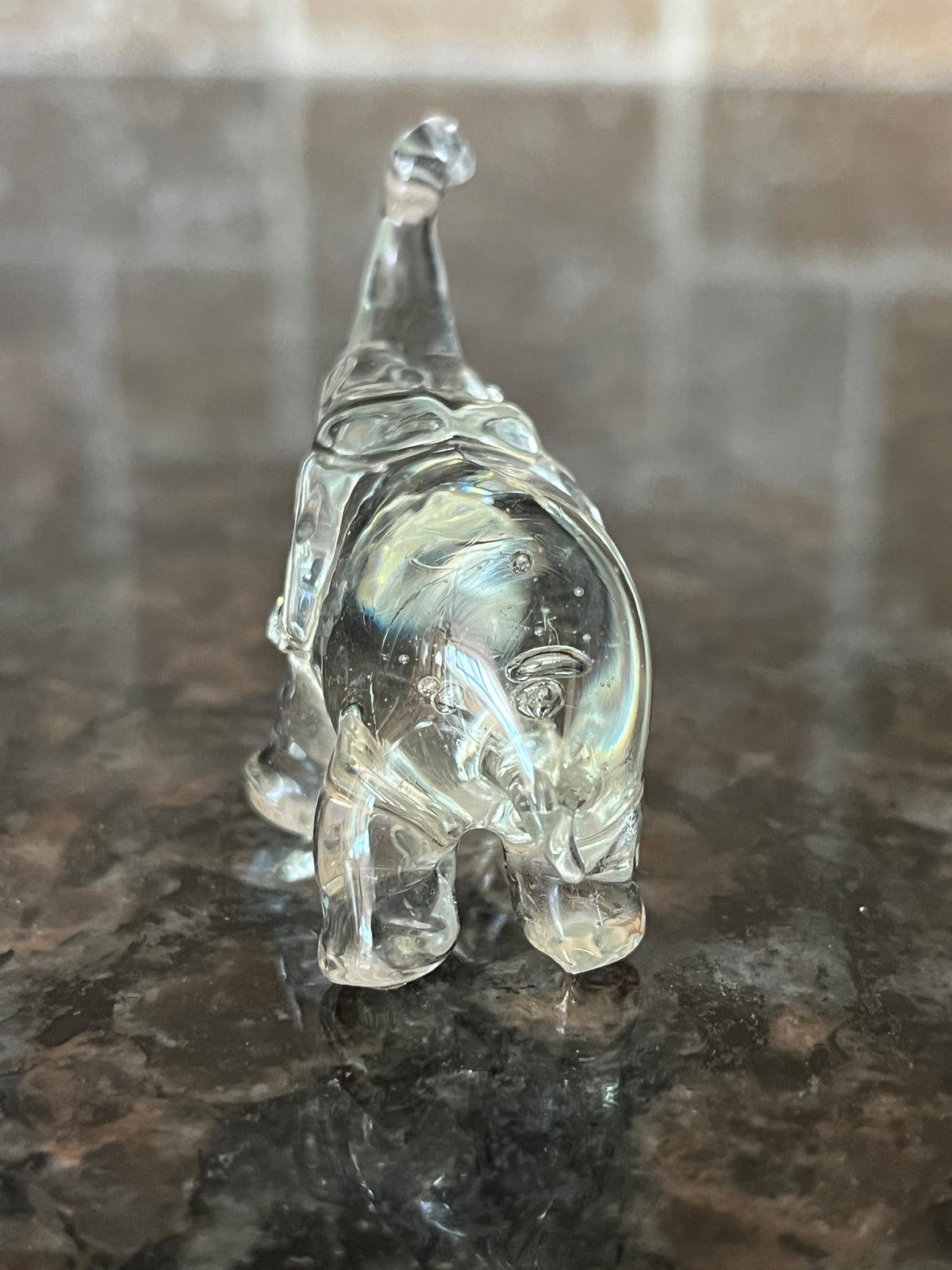 Vintage Miniature Clear Glass Elephant Figurine