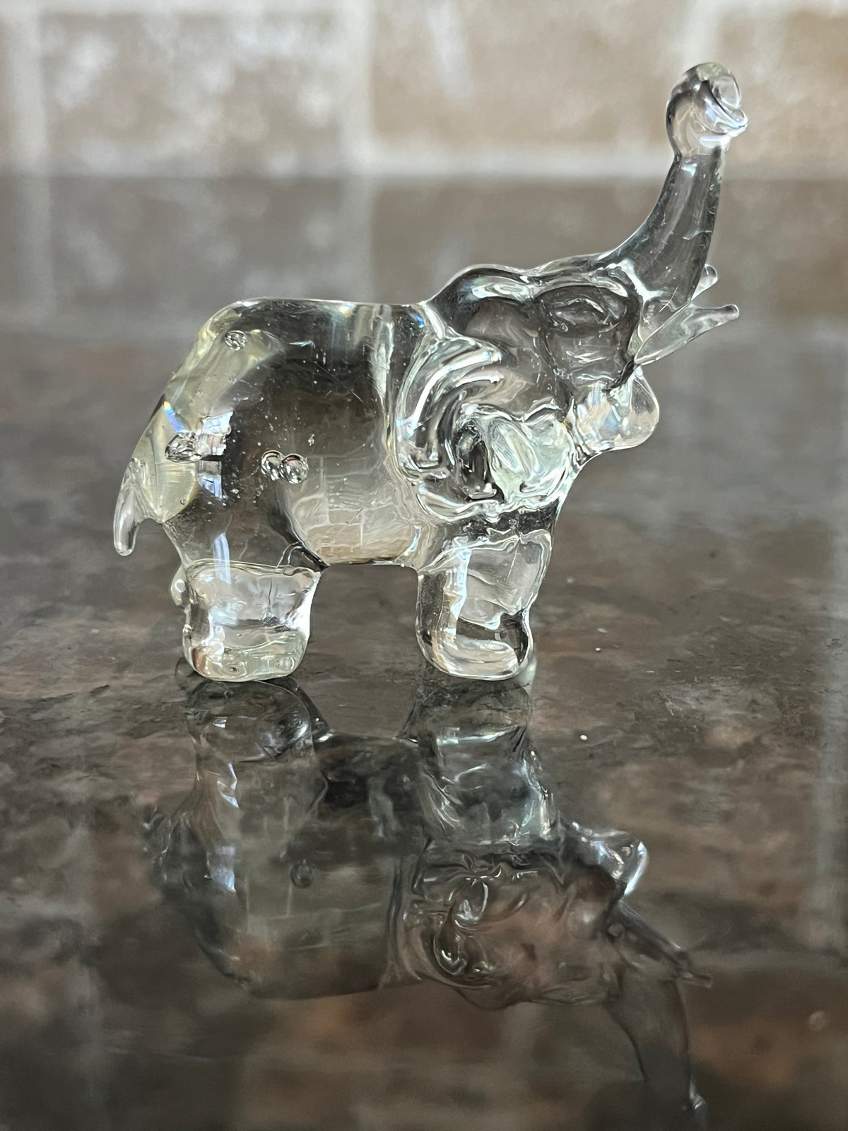 Vintage Miniature Clear Glass Elephant Figurine