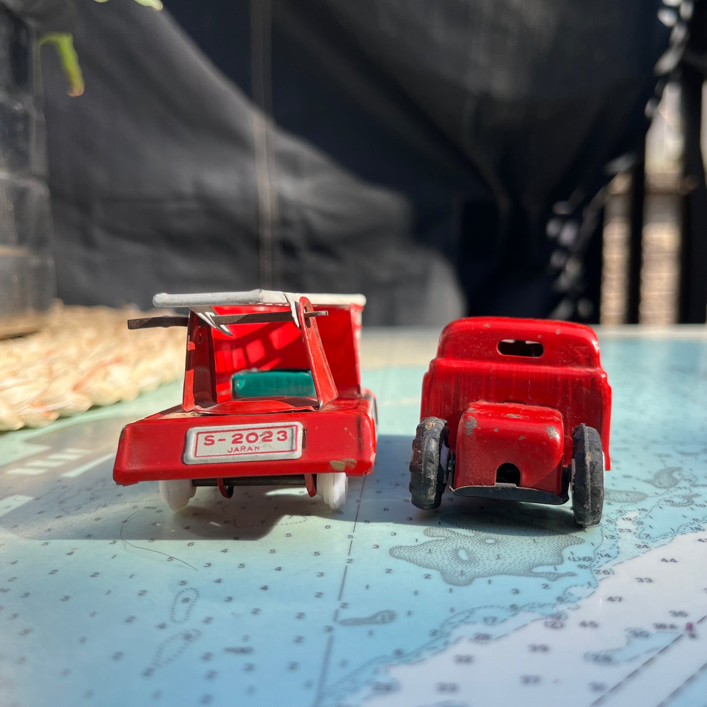 Vintage Red Fire & Rescue Tin Friction Truck Made in Japan +