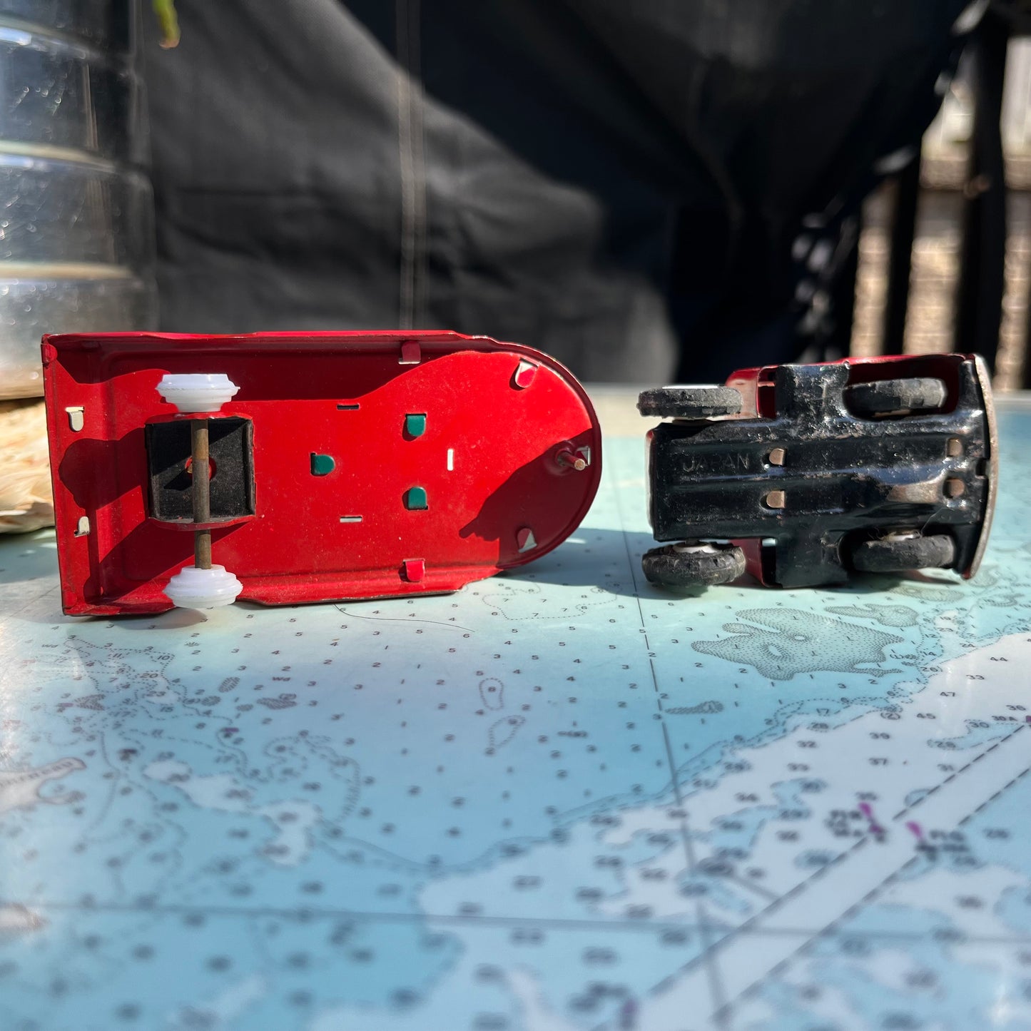 Vintage Red Fire & Rescue Tin Friction Truck Made in Japan +