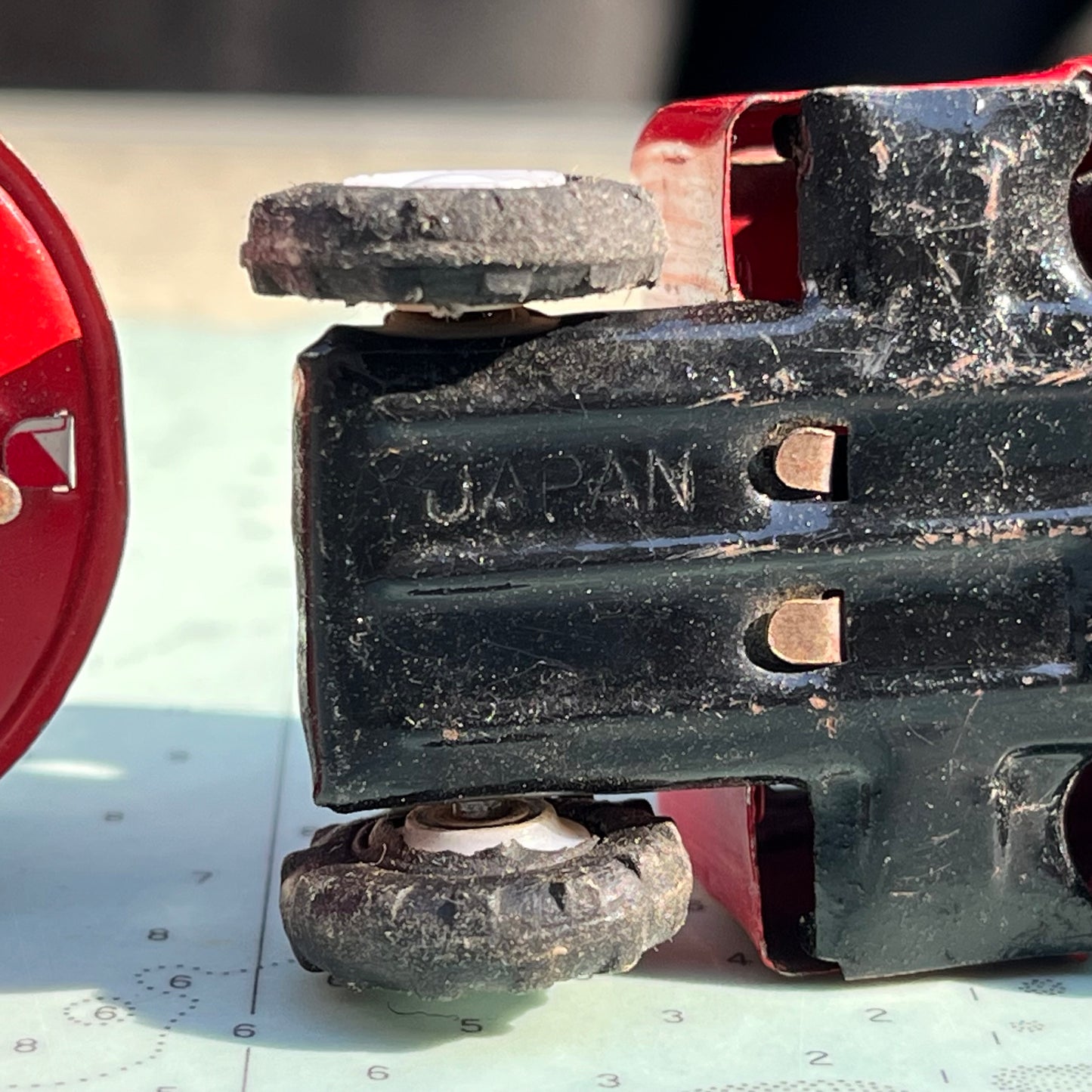 Vintage Red Fire & Rescue Tin Friction Truck Made in Japan +