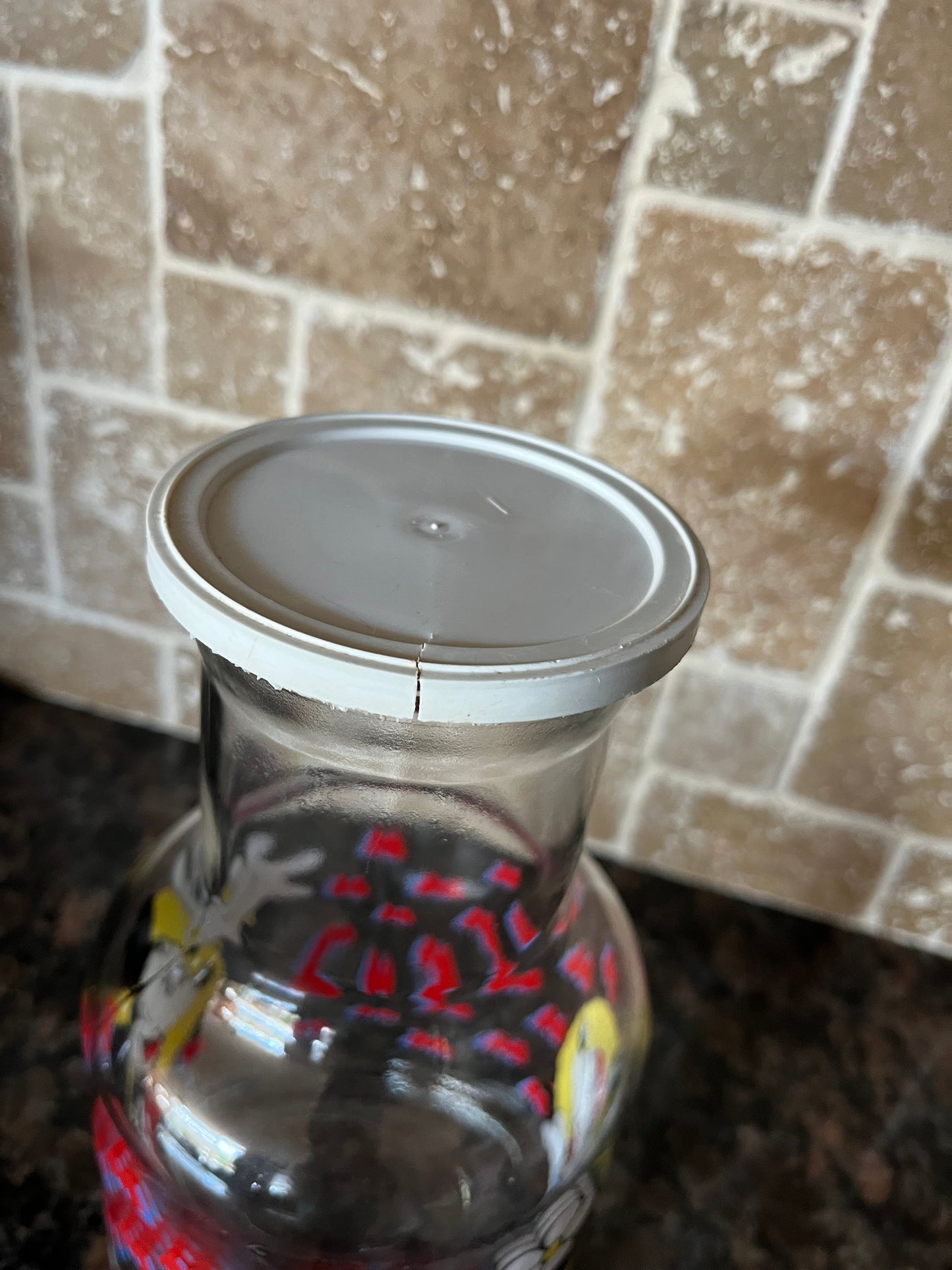 Vintage Disney Mickey & Minnie Mouse Graphic Glass Pitcher