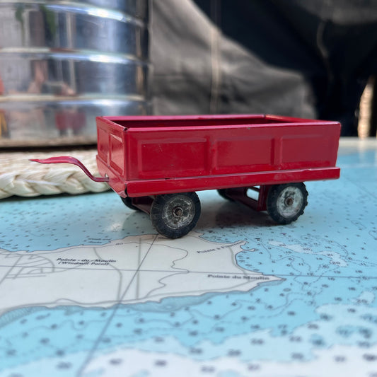 Vintage Red Toy Tin Trailer / Wagon Made in Japan