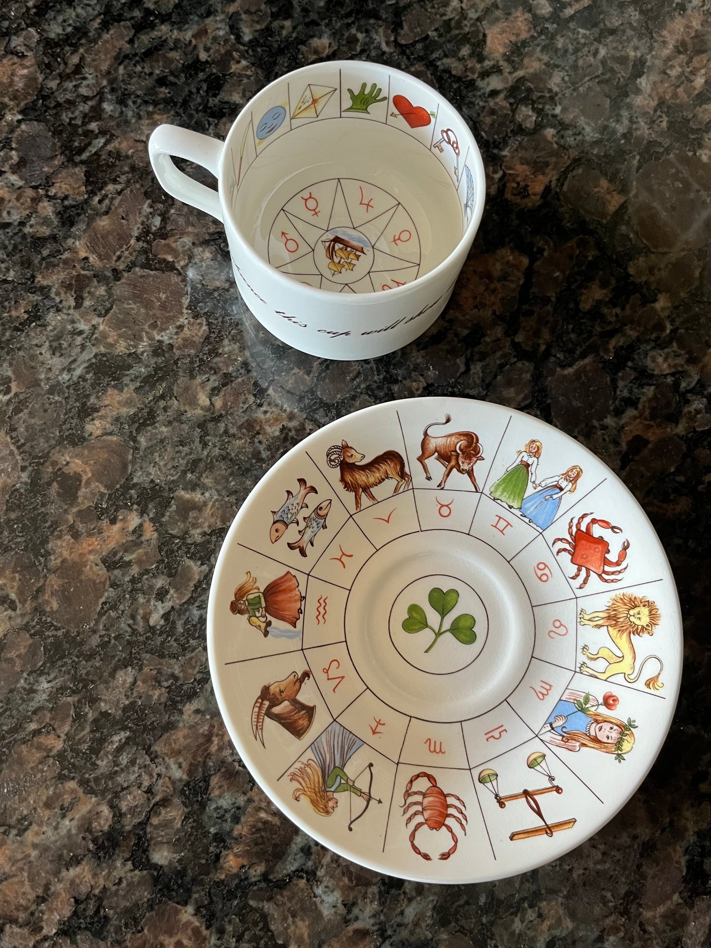 Vintage Royal Kendal Fortune Tellers Tea Cup and Saucer