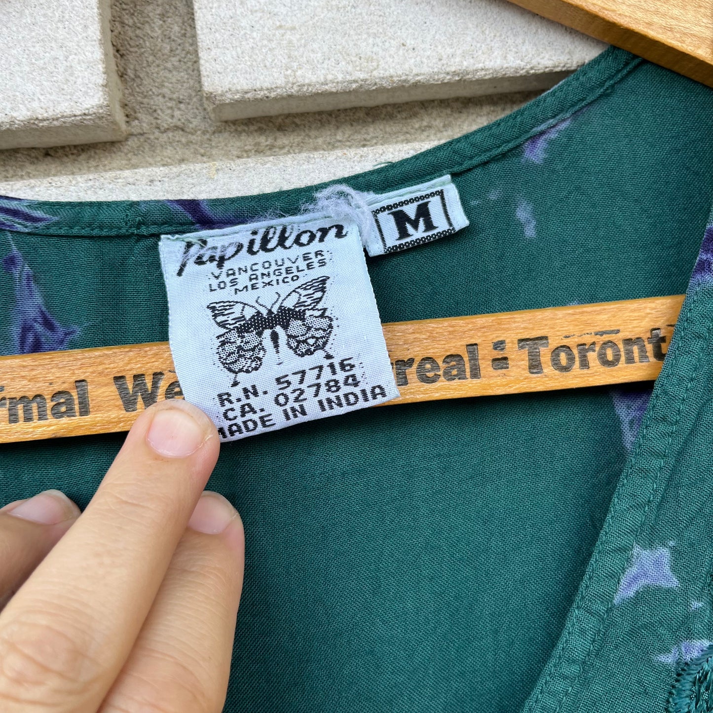 Vintage 90s Papillon Green and Blue Batik Dress