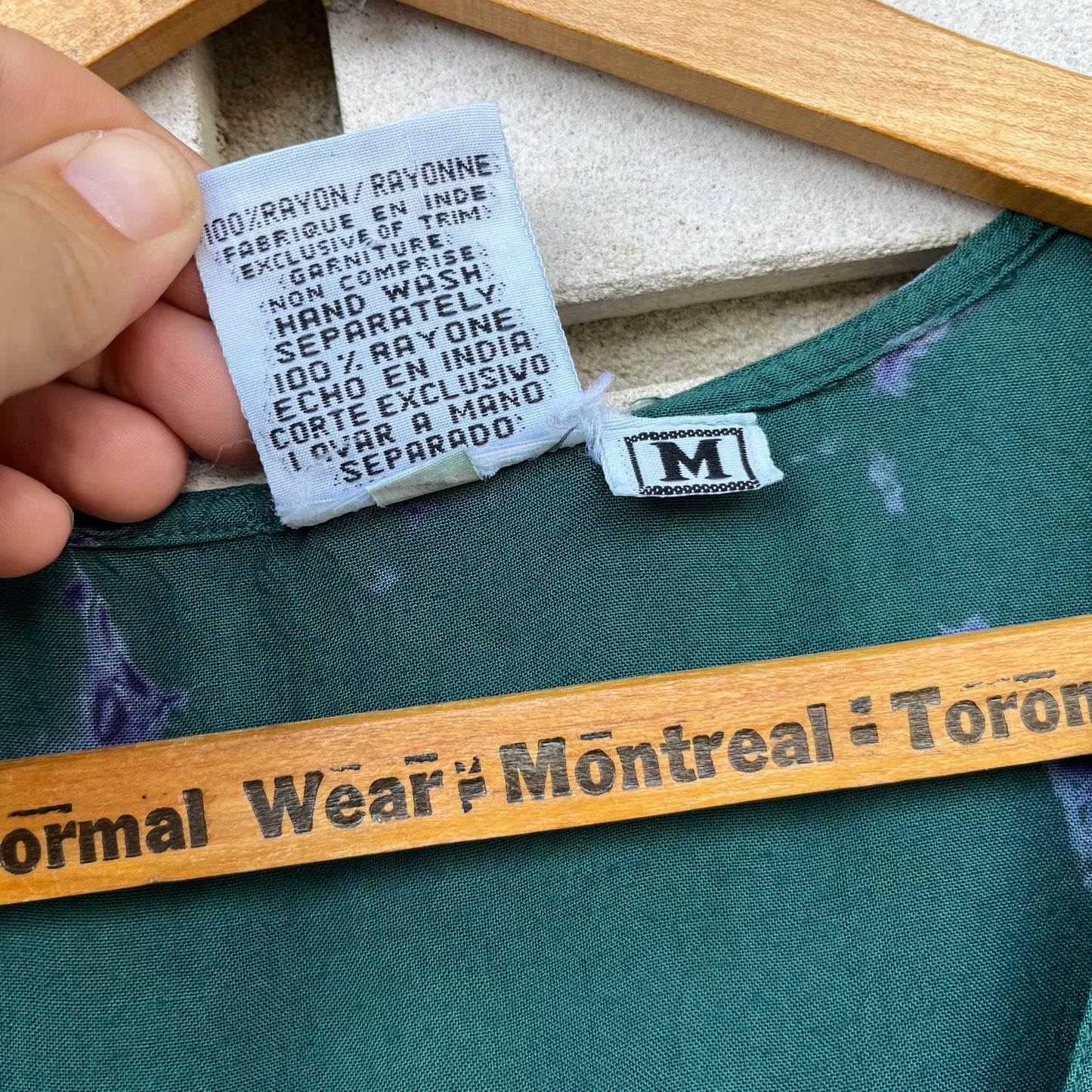 Vintage 90s Papillon Green and Blue Batik Dress