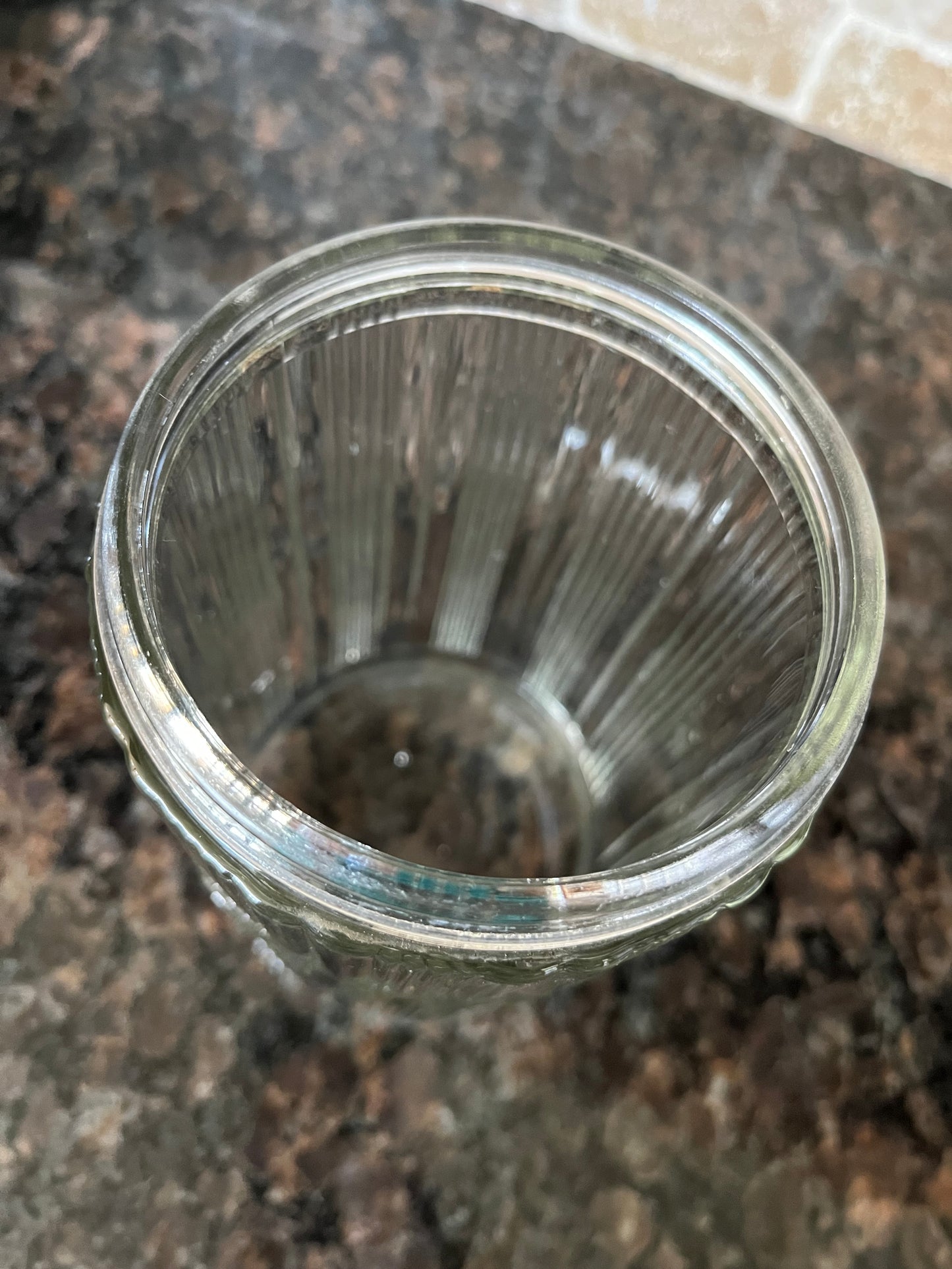 Vintage Art Deco Glass Embossed Coffee Jar with Aluminum Lid and Partner