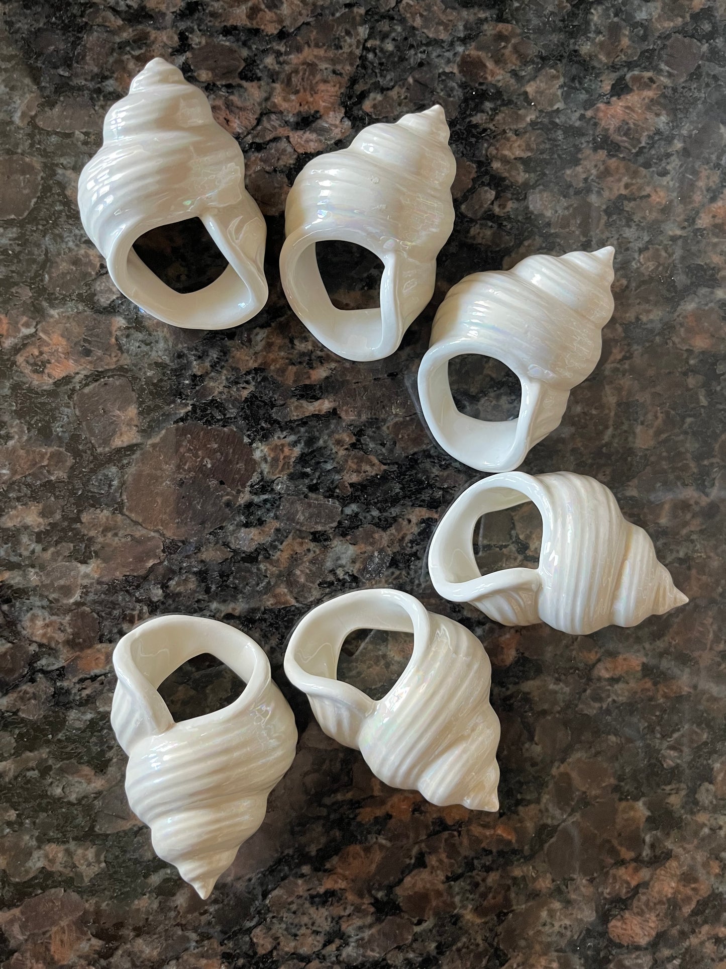 Vintage Iridescent Ceramic Sea Shell Napkin Holders (6)