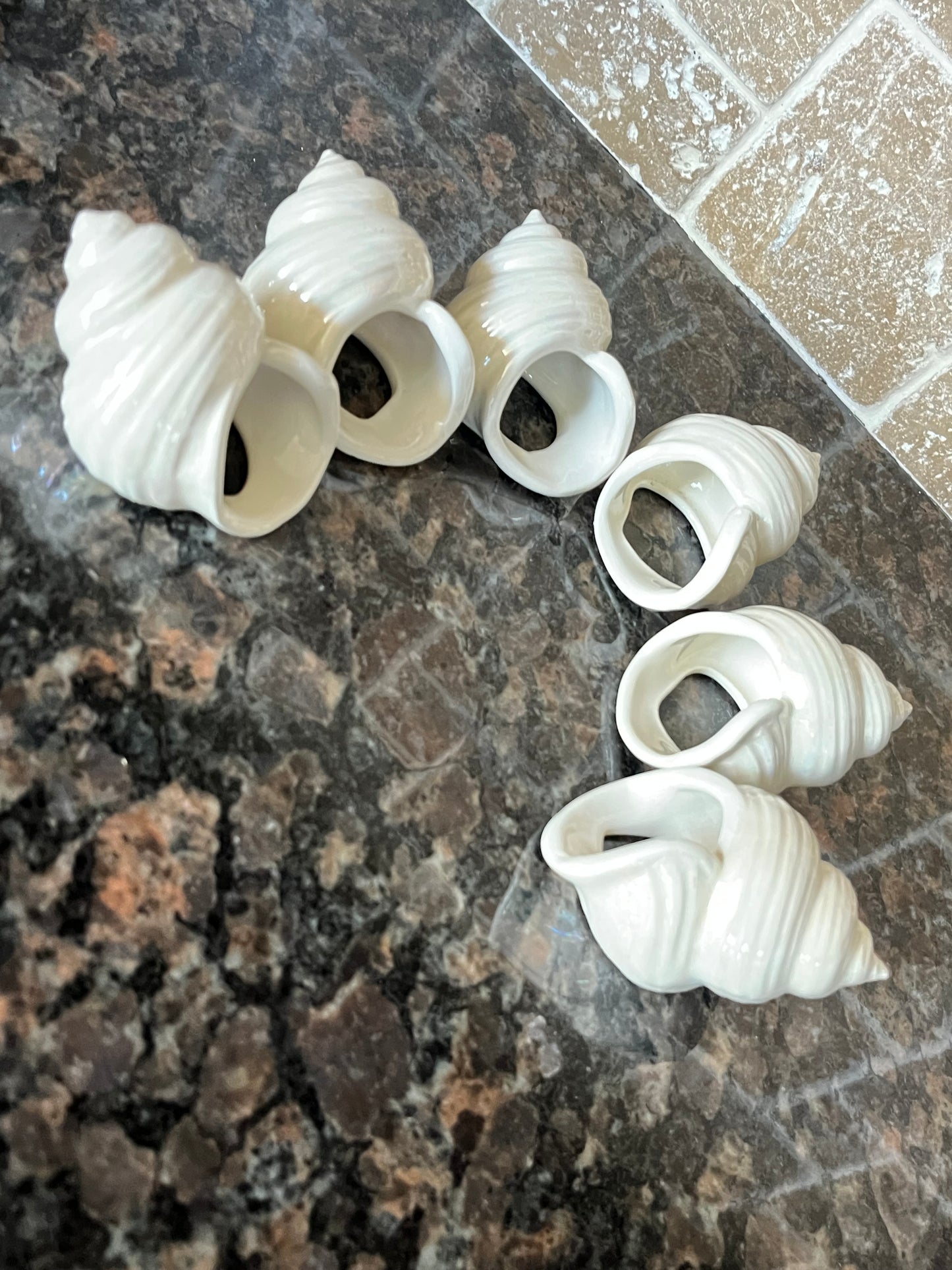 Vintage Iridescent Ceramic Sea Shell Napkin Holders (6)