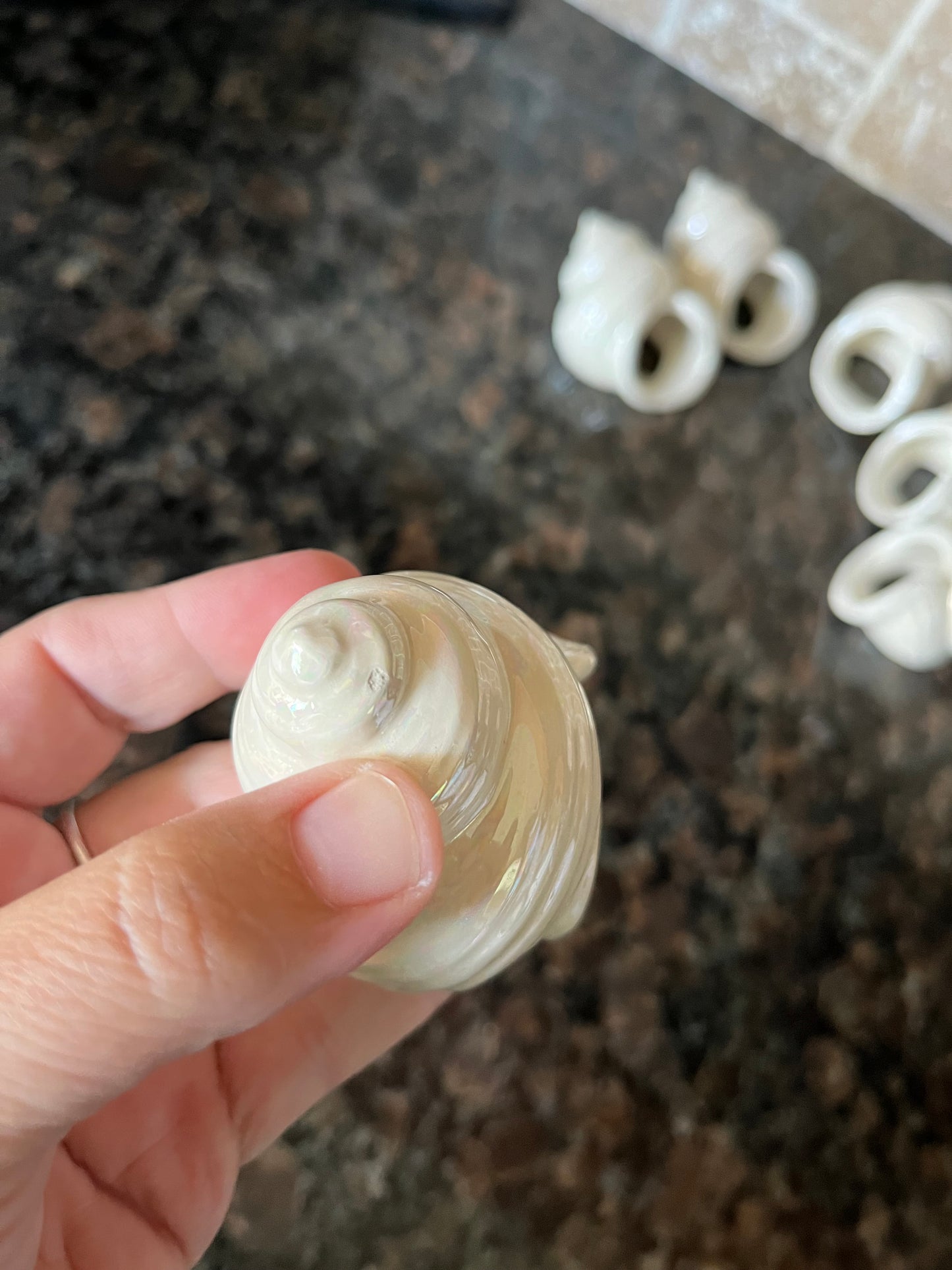 Vintage Iridescent Ceramic Sea Shell Napkin Holders (6)