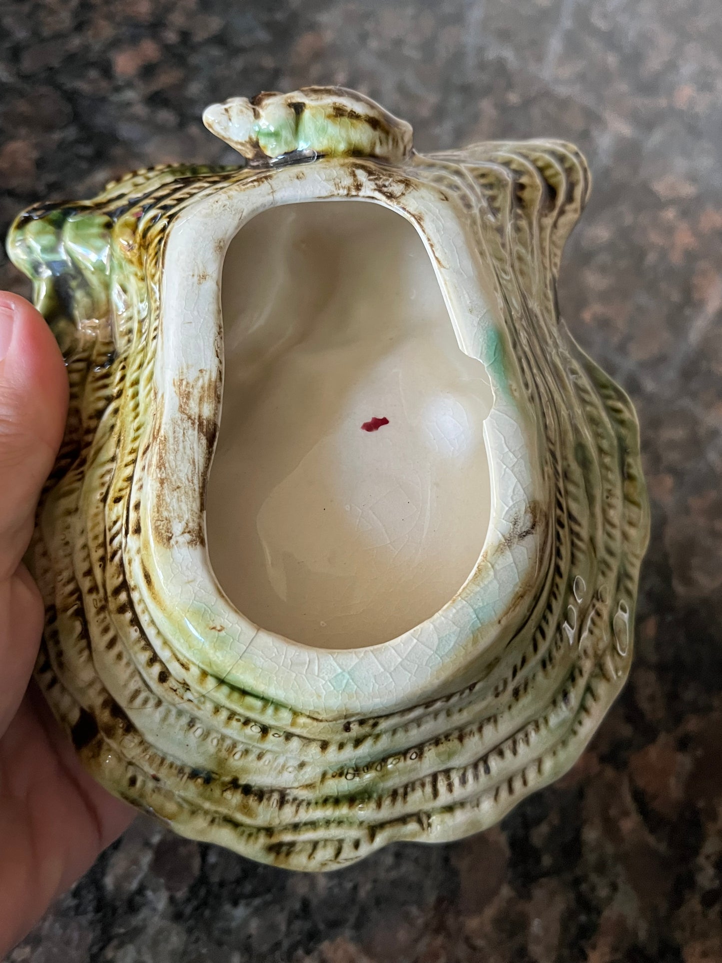 Vintage Lobster and Oyster Shell Ceramic Ashtray with Pearl