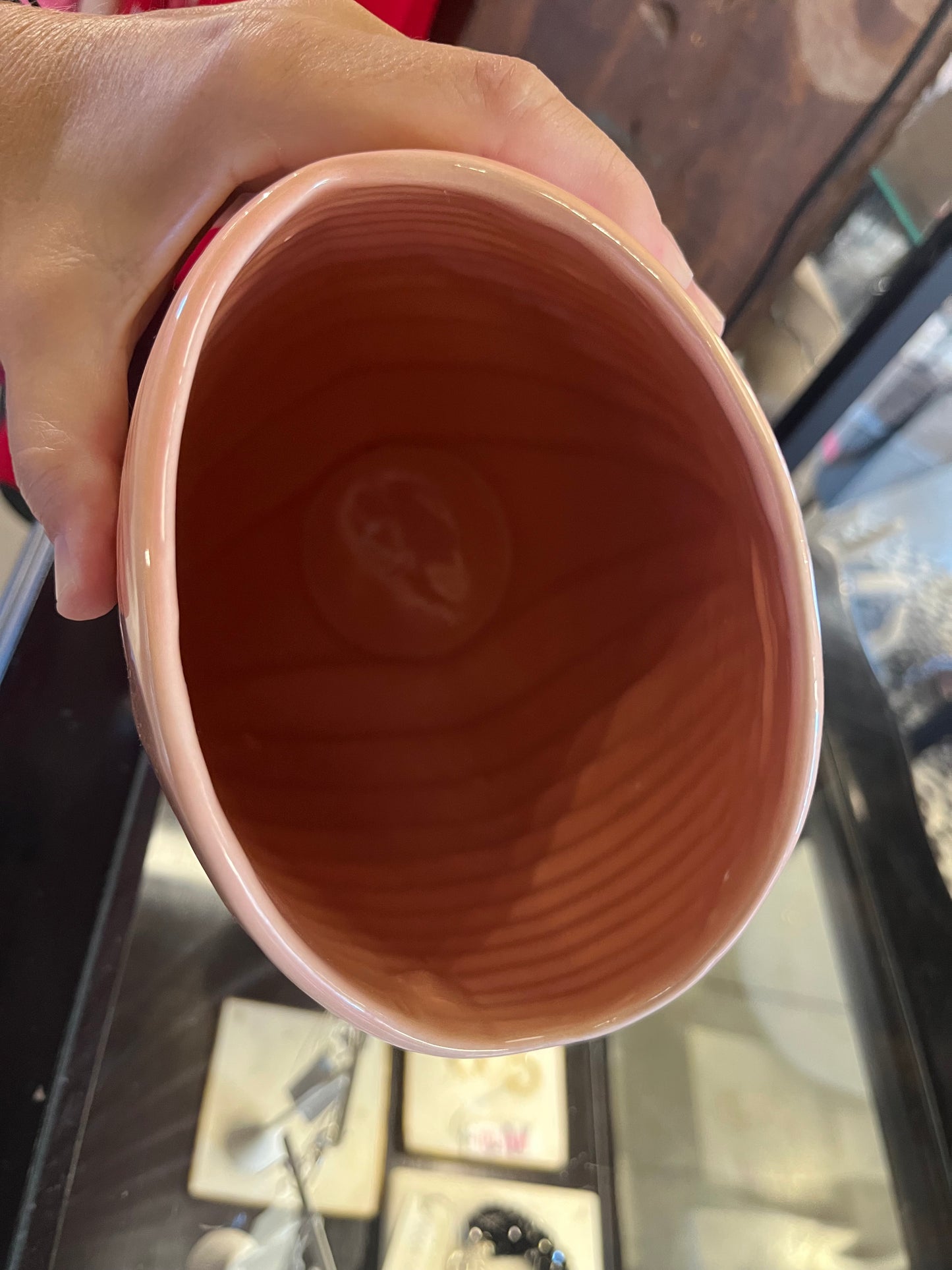 Vintage 80s Deco Pink Shell Vase / Planter