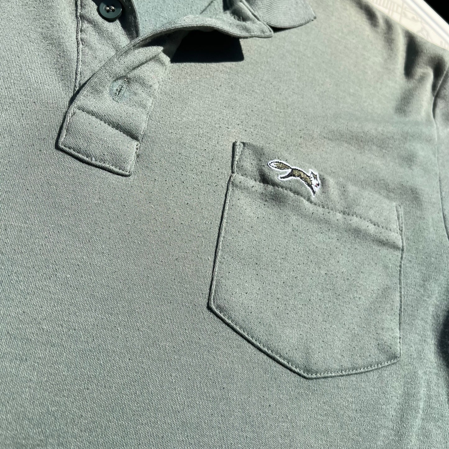 Vintage Sage Green Fox Collared Golf Tee Shirt