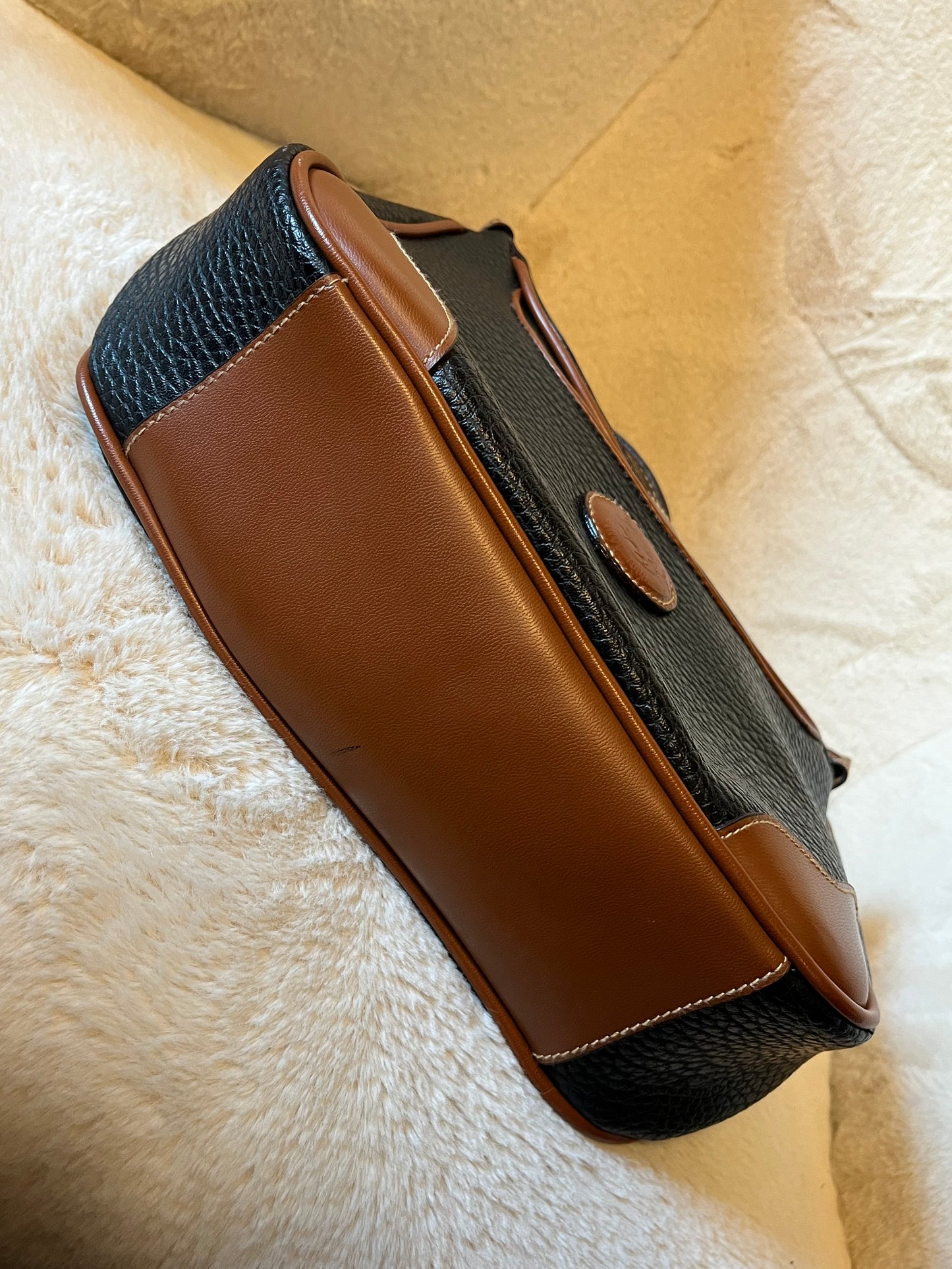 Vintage 90s Buxton Two Tone Leather Sling Purse
