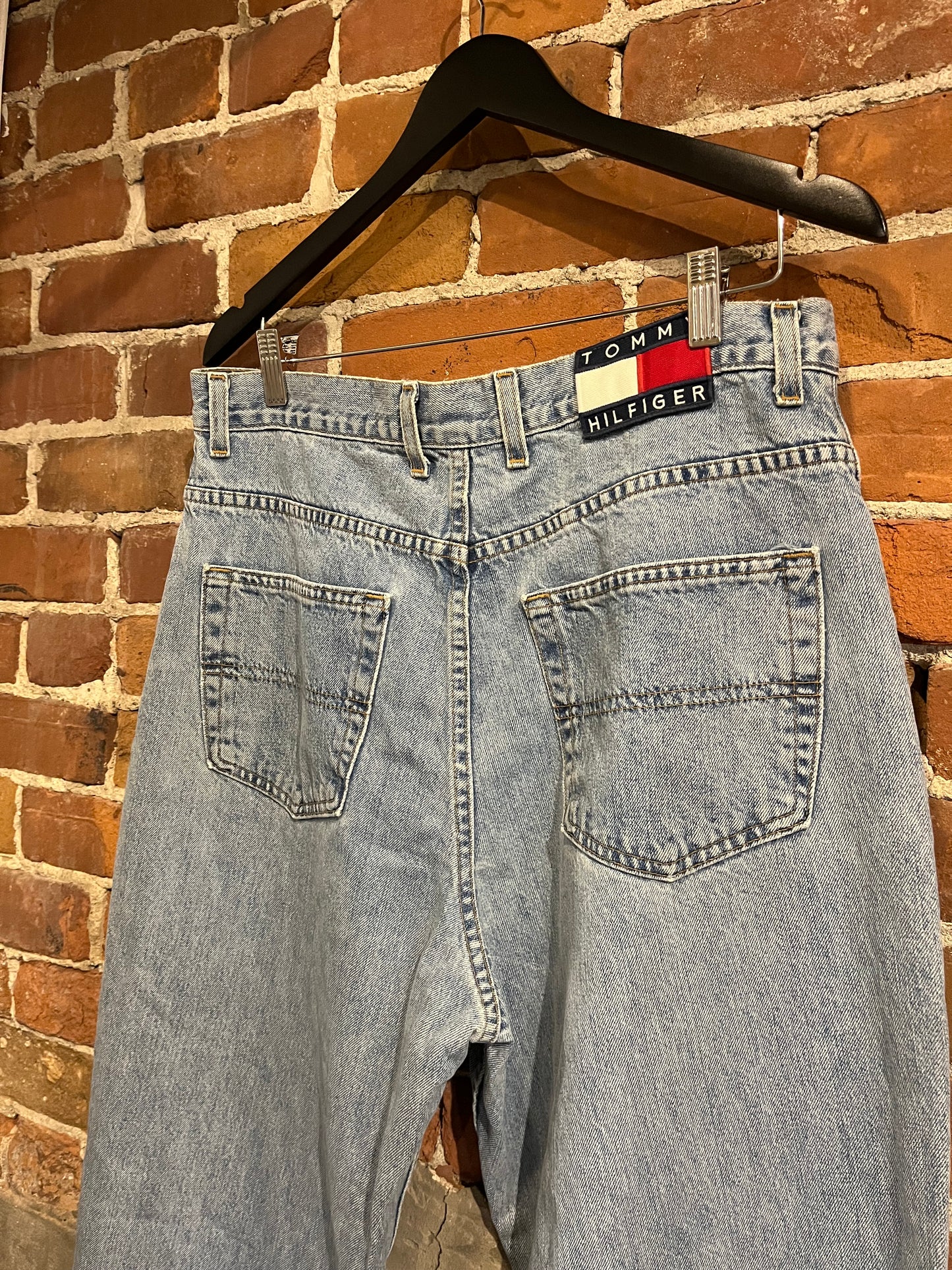 Vintage 90s Tommy Hilfiger Wide Leg Button Fly Jeans 36