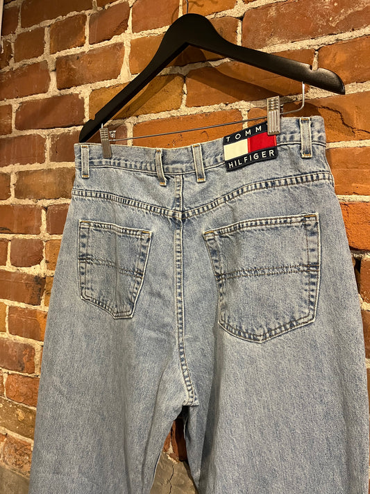 Vintage 90s Tommy Hilfiger Wide Leg Button Fly Jeans 36